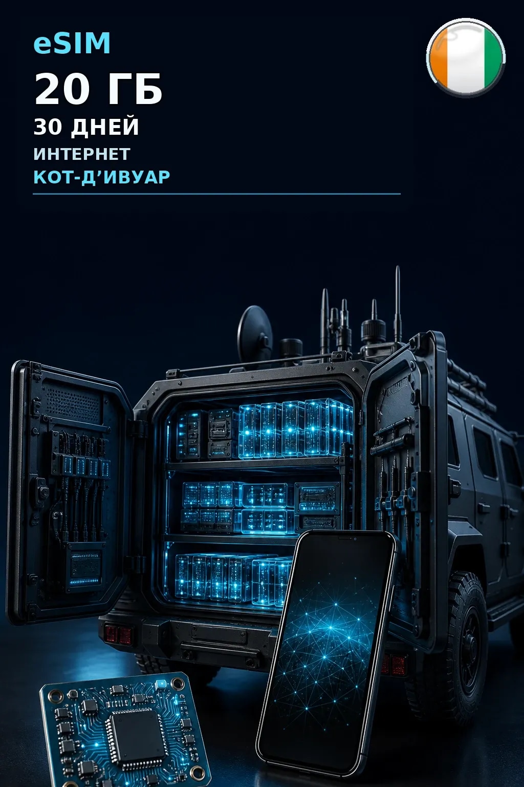 eSIM Кот-Д’Ивуар — 20 ГБ, 30 дней — интернет