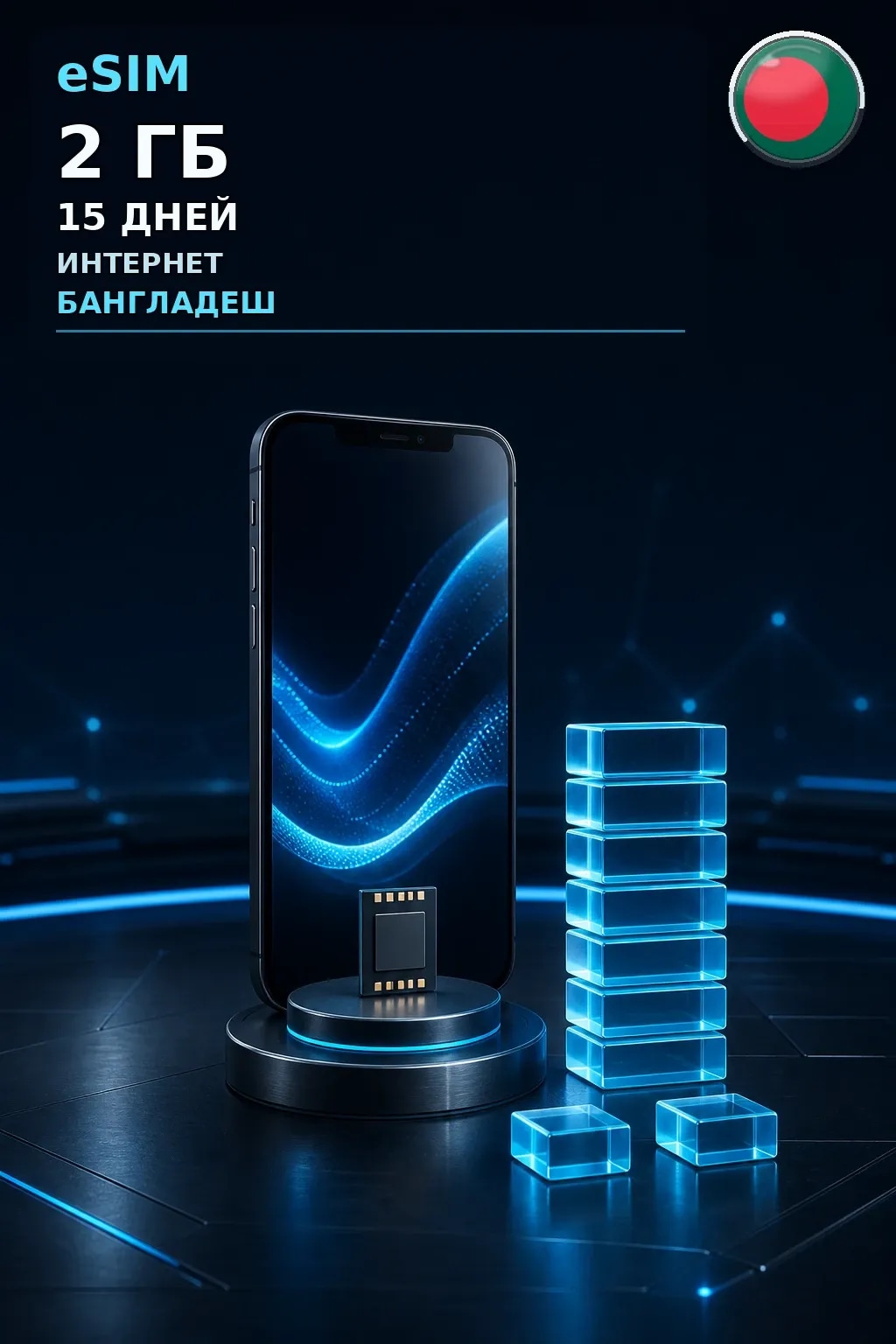 eSIM Бангладеш — 2 ГБ, 15 дней — интернет