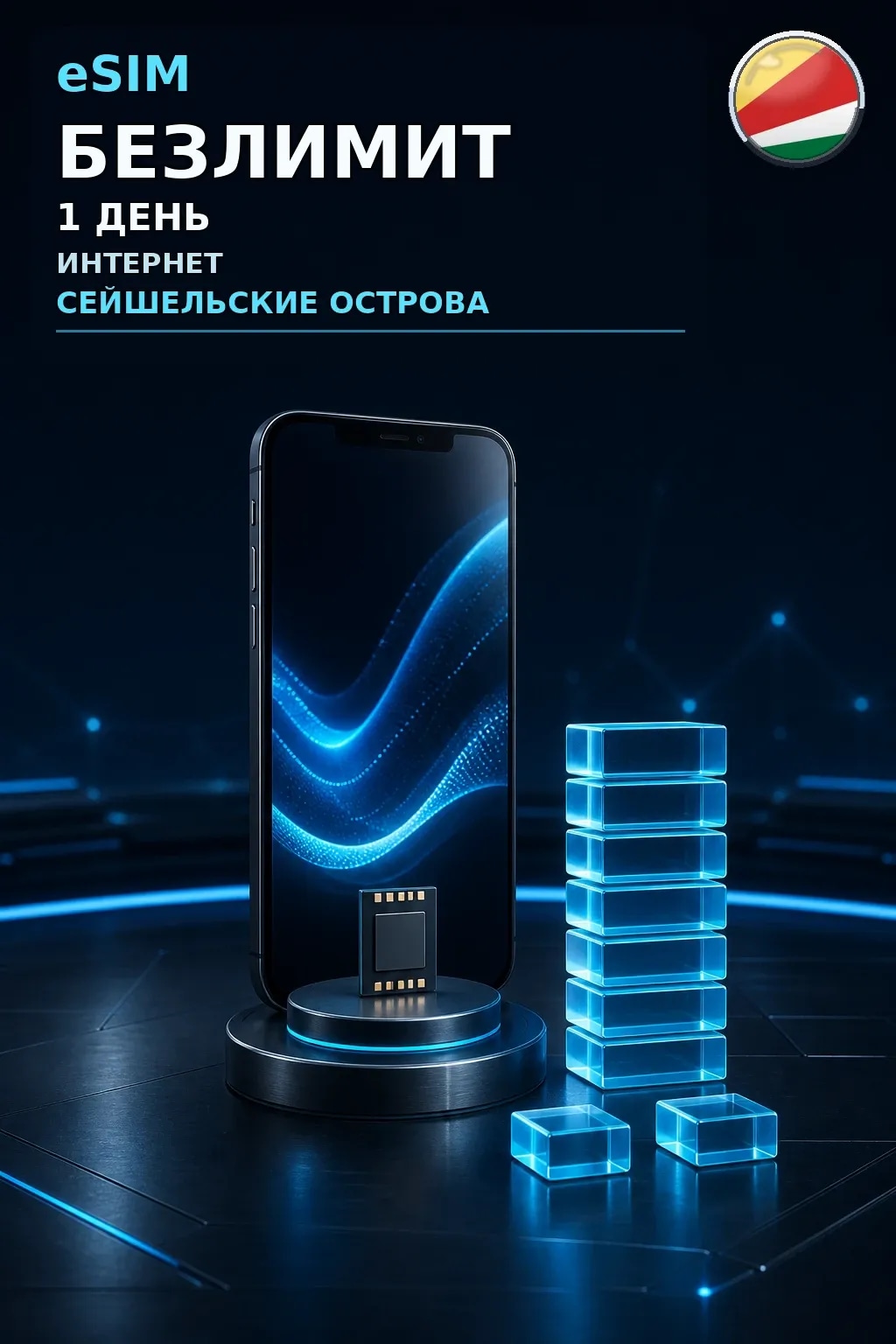 eSIM Сейшельские Острова — БЕЗЛИМИТ, 1 день — интернет