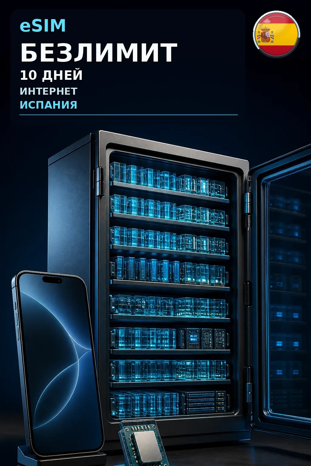 eSIM Испания — БЕЗЛИМИТ, 10 дней — интернет