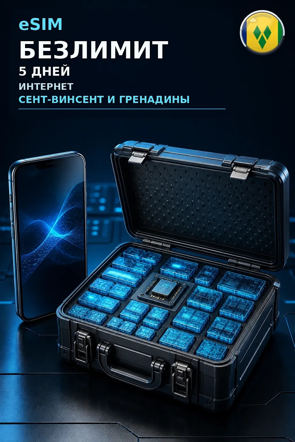 eSIM Сент-Винсент и Гренадины — БЕЗЛИМИТ, 5 дней — интернет