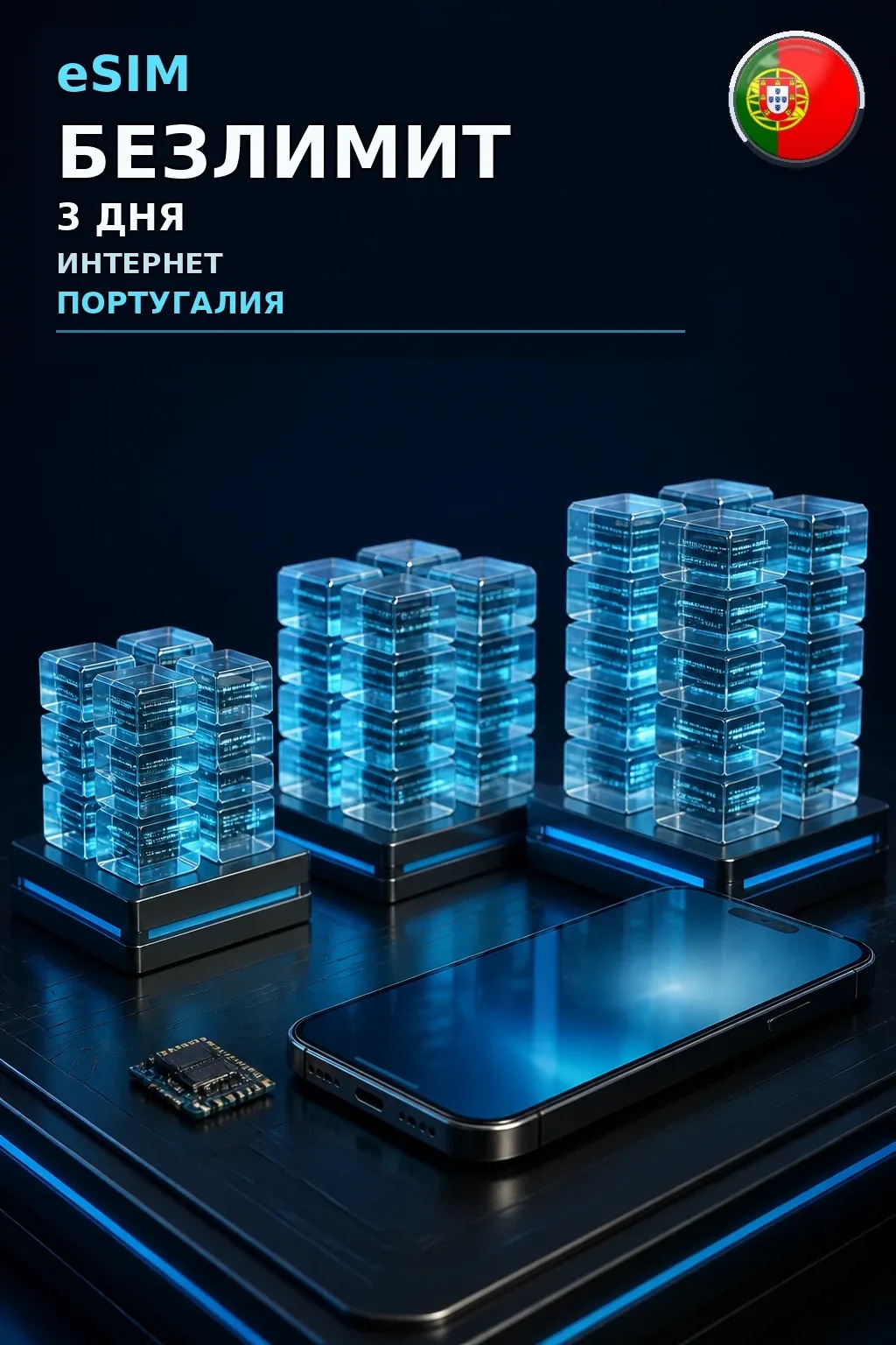 eSIM Португалия — БЕЗЛИМИТ, 3 дня — интернет