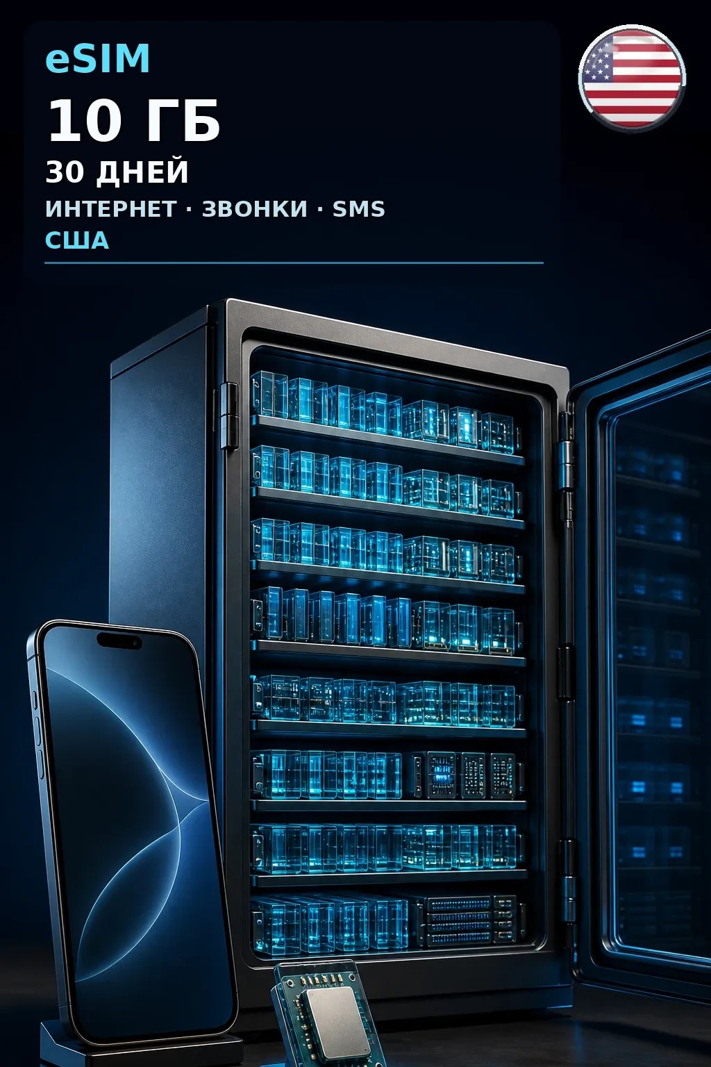 eSIM США — 10 ГБ, 30 дней — интернет, звонки и SMS