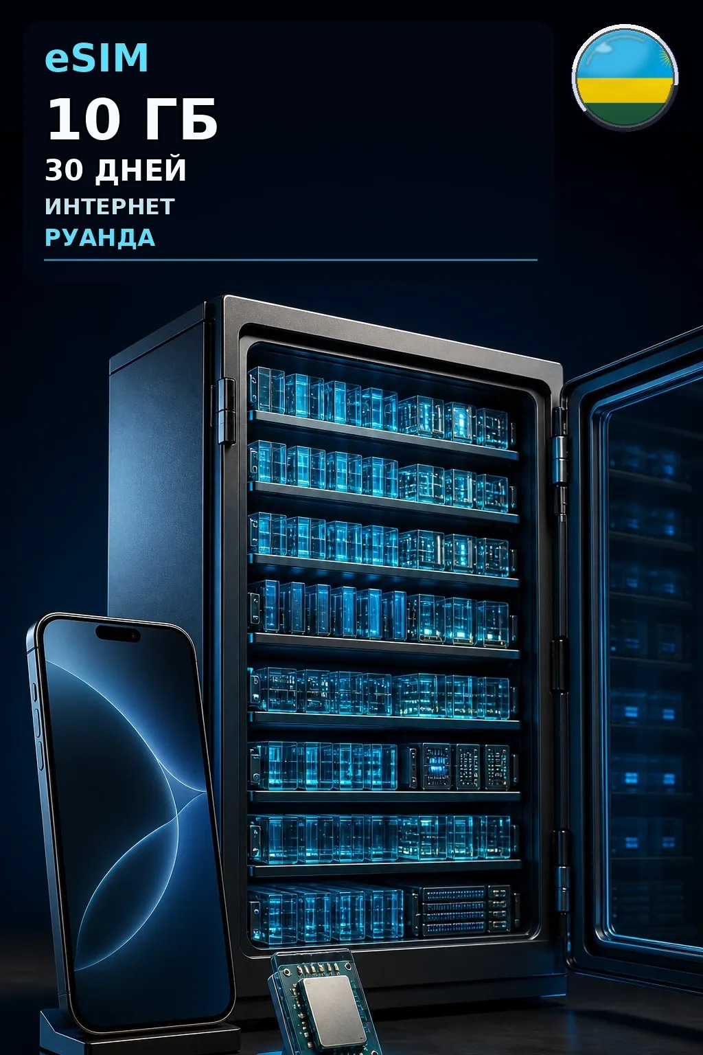 eSIM Руанда — 10 ГБ, 30 дней — интернет