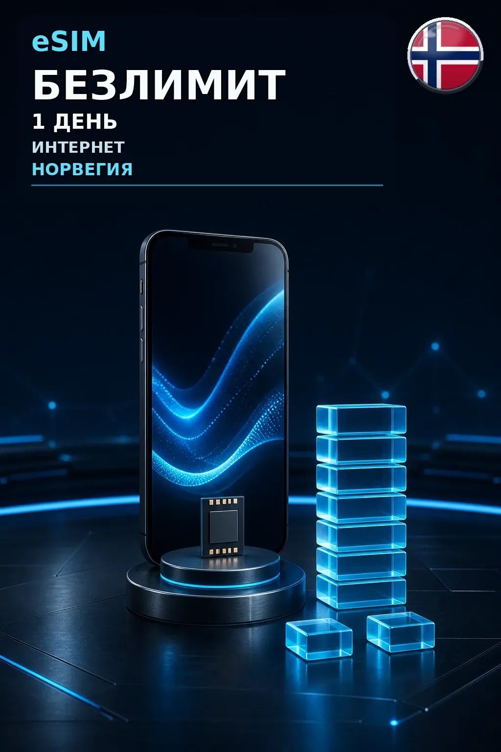 eSIM Норвегия — БЕЗЛИМИТ, 1 день — интернет