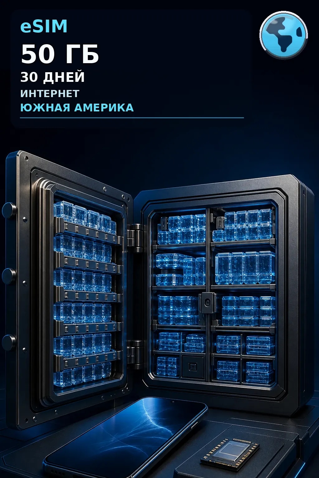 eSIM Южная Америка — 50 ГБ, 30 дней — интернет
