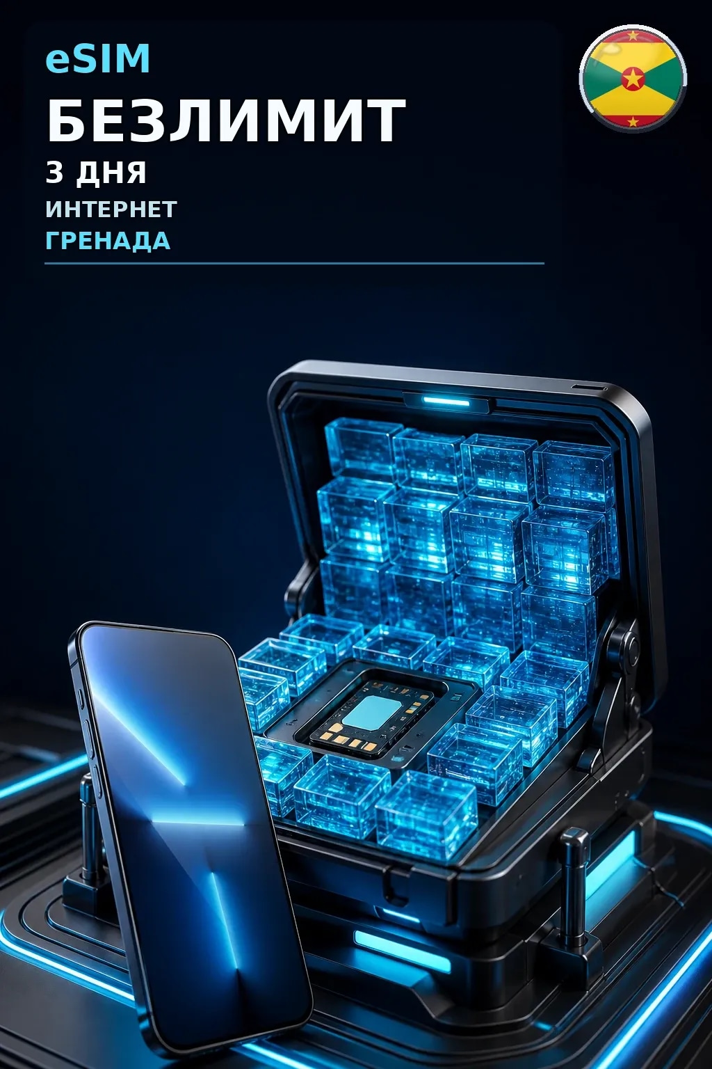 eSIM Гренада — БЕЗЛИМИТ, 3 дня — интернет