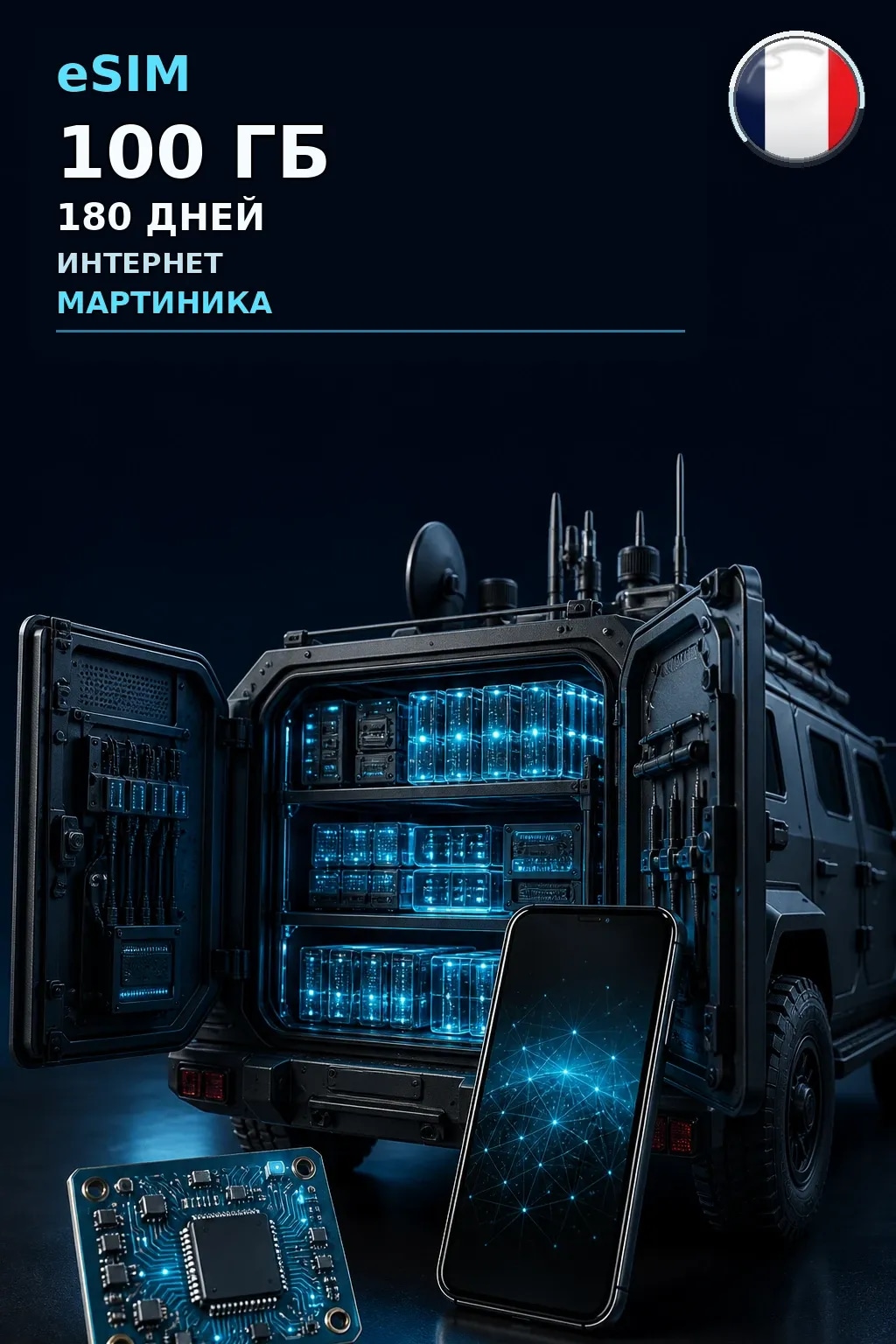 eSIM Мартиника — 100 ГБ, 180 дней — интернет