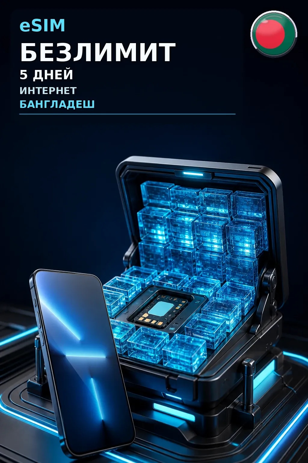 eSIM Бангладеш — БЕЗЛИМИТ, 5 дней — интернет