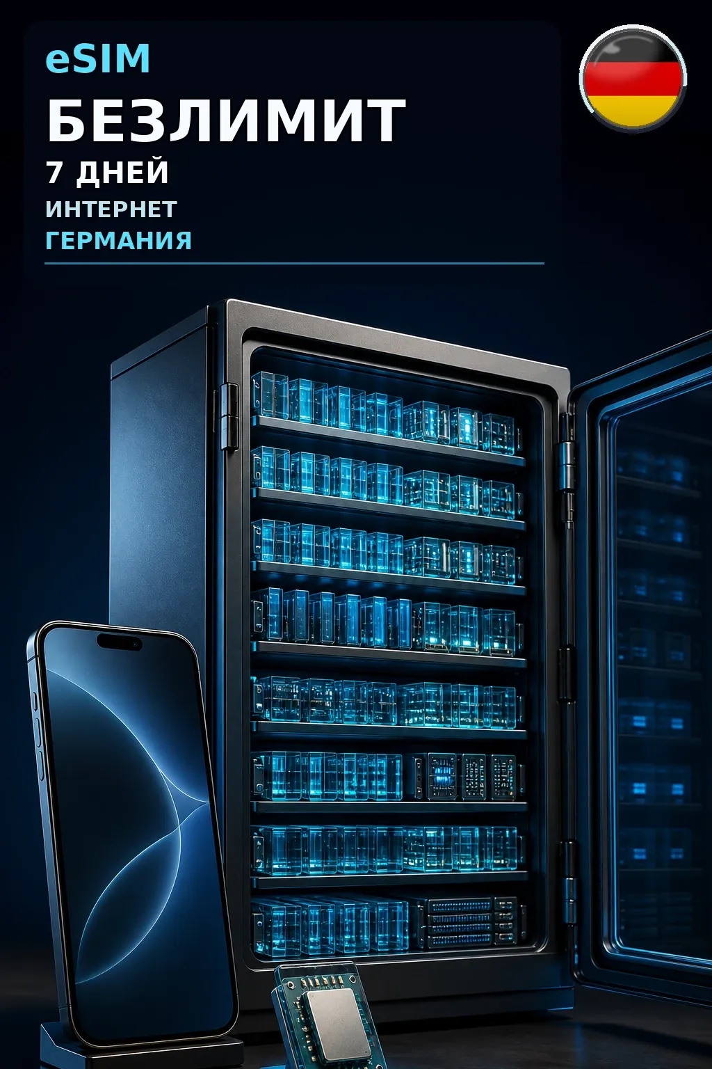 eSIM Германия — БЕЗЛИМИТ, 7 дней — интернет