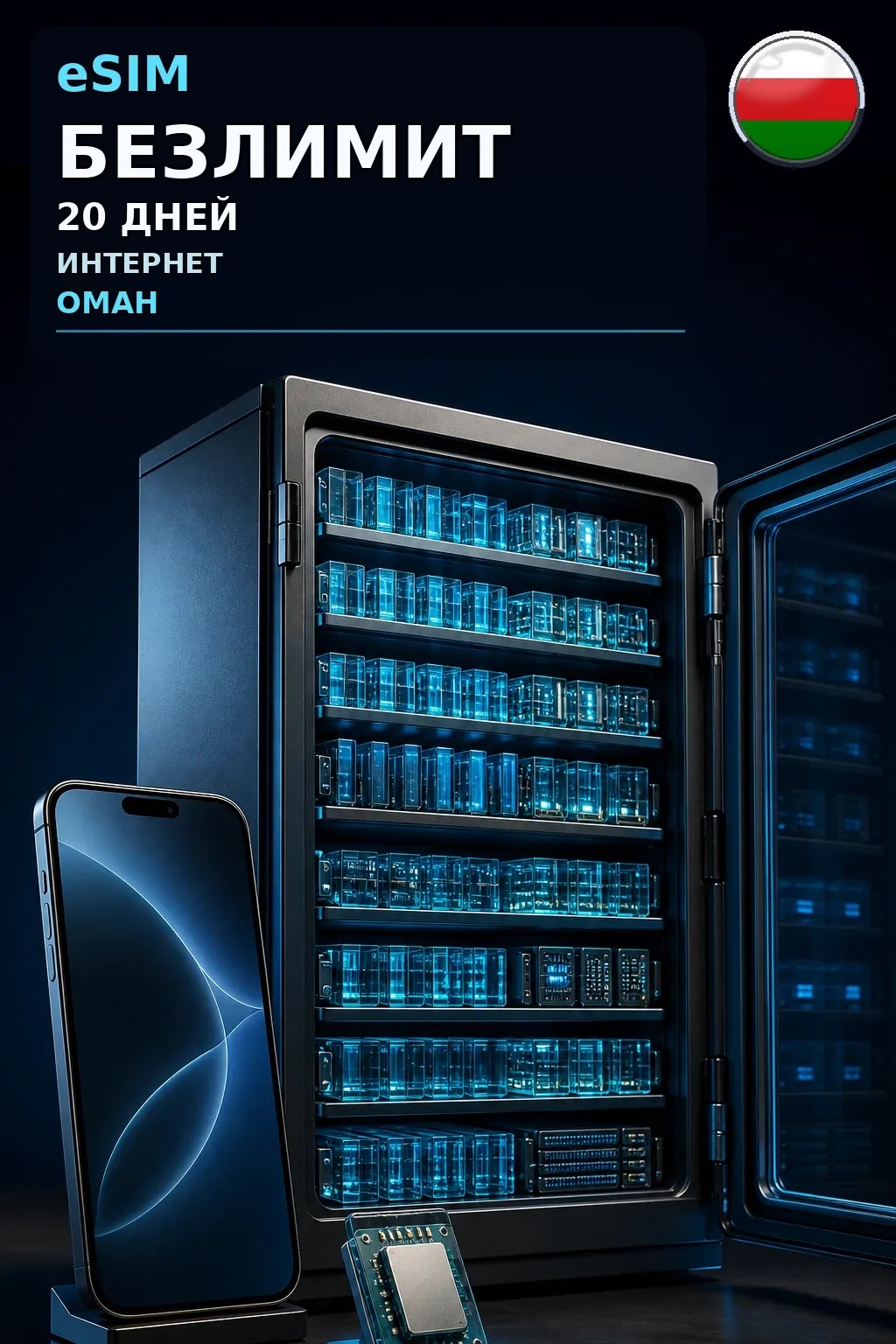 eSIM Оман — БЕЗЛИМИТ, 20 дней — интернет