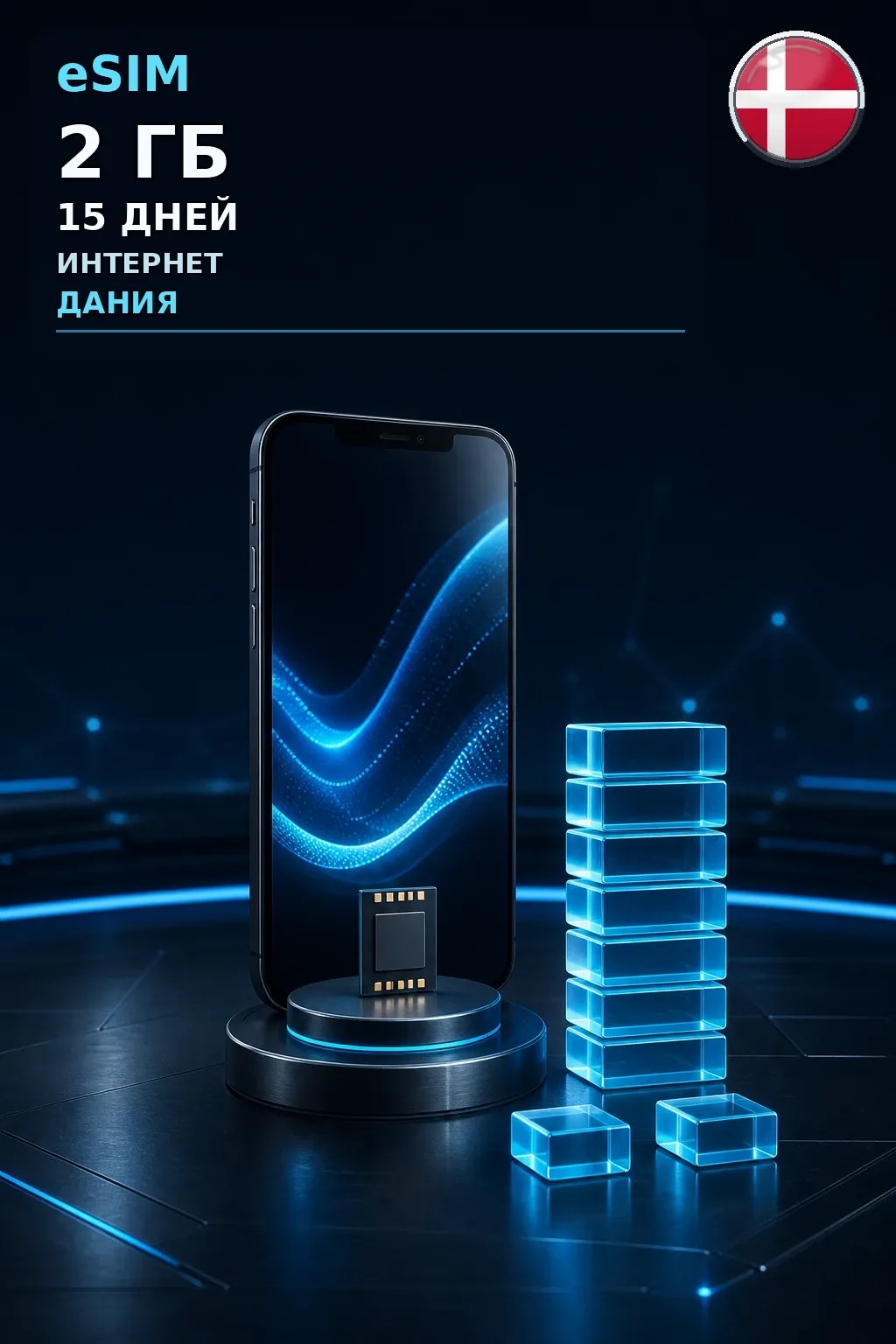 eSIM Дания — 2 ГБ, 15 дней — интернет