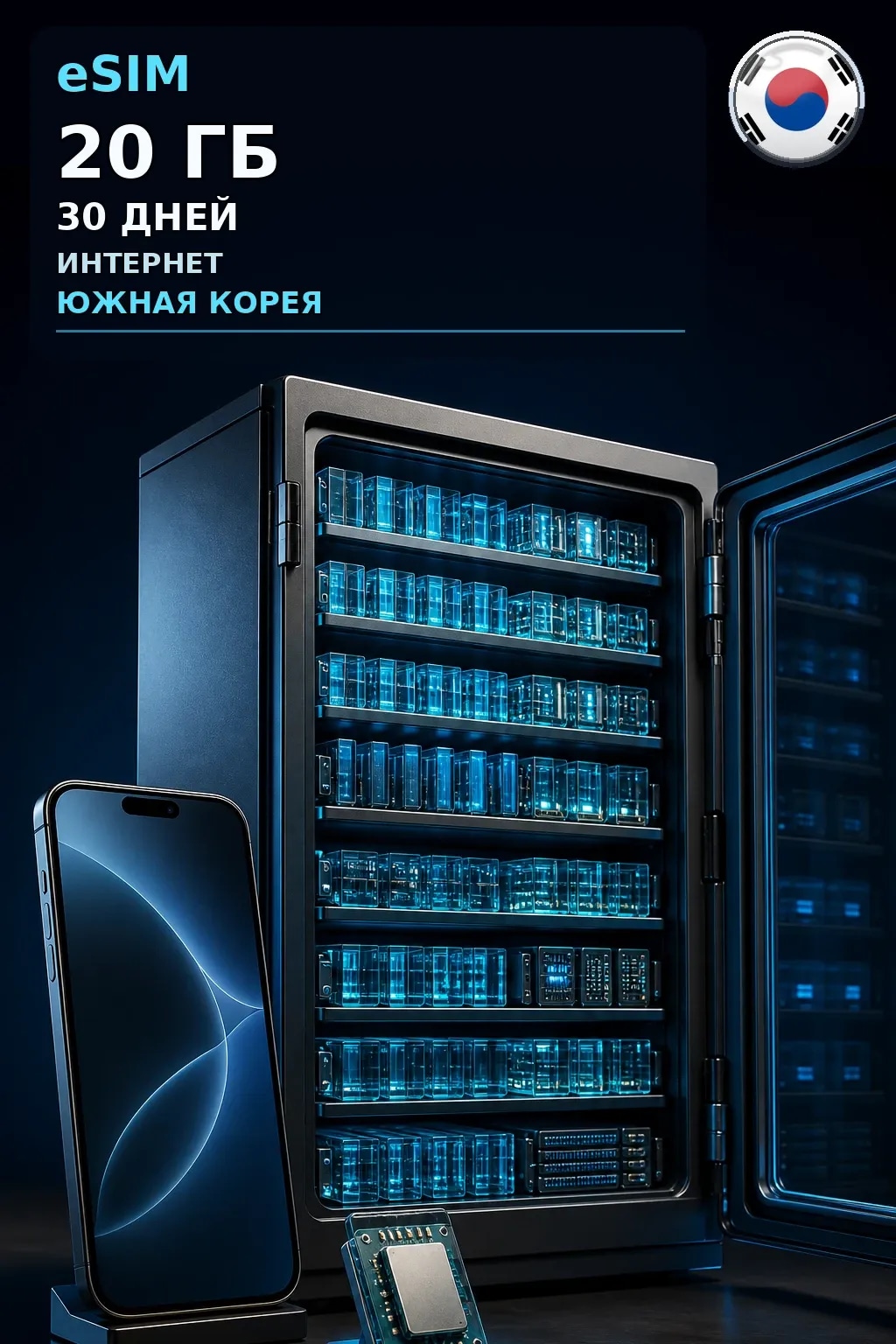 eSIM Южная Корея — 20 ГБ, 30 дней — интернет