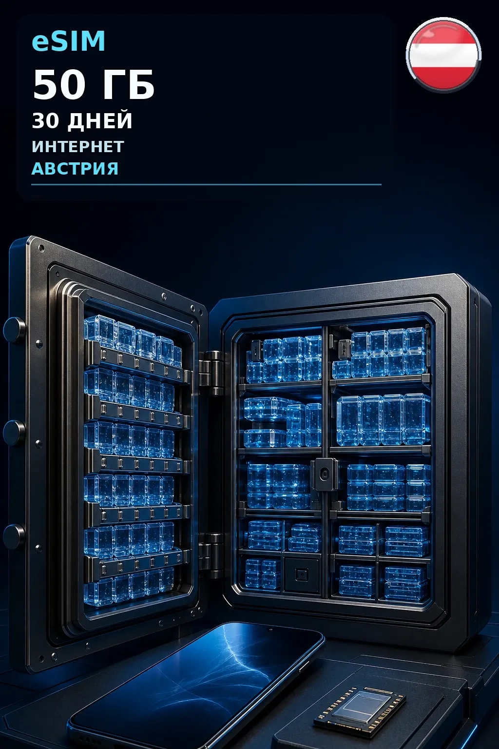 eSIM Австрия — 50 ГБ, 30 дней — интернет