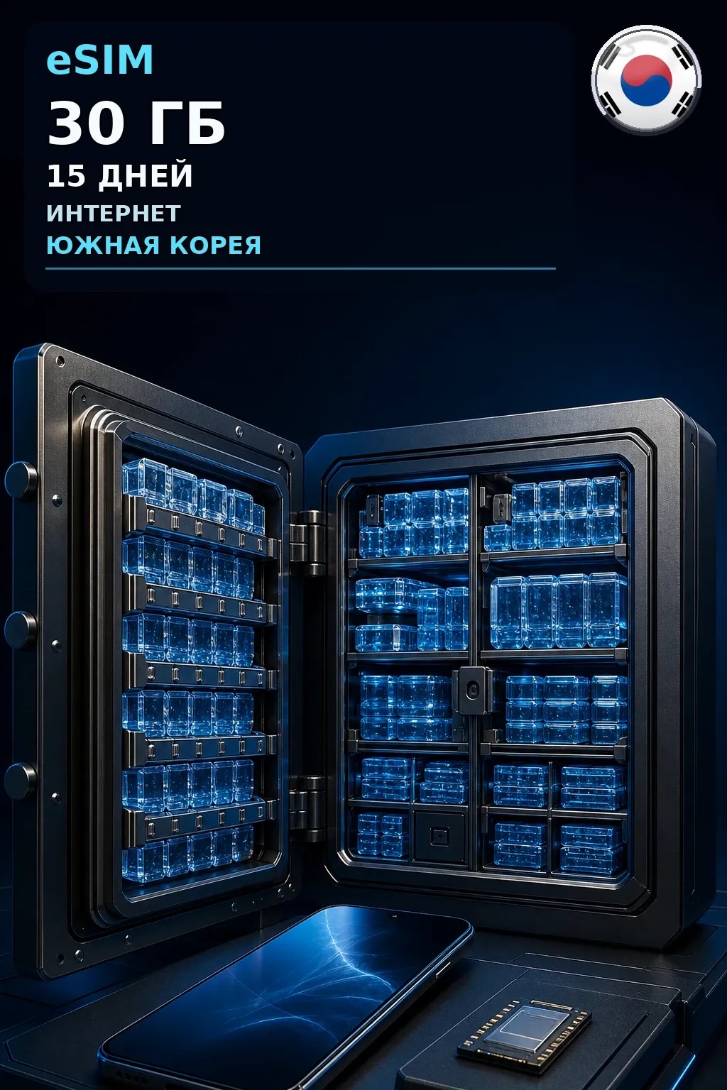 eSIM Южная Корея — 30 ГБ, 15 дней — интернет