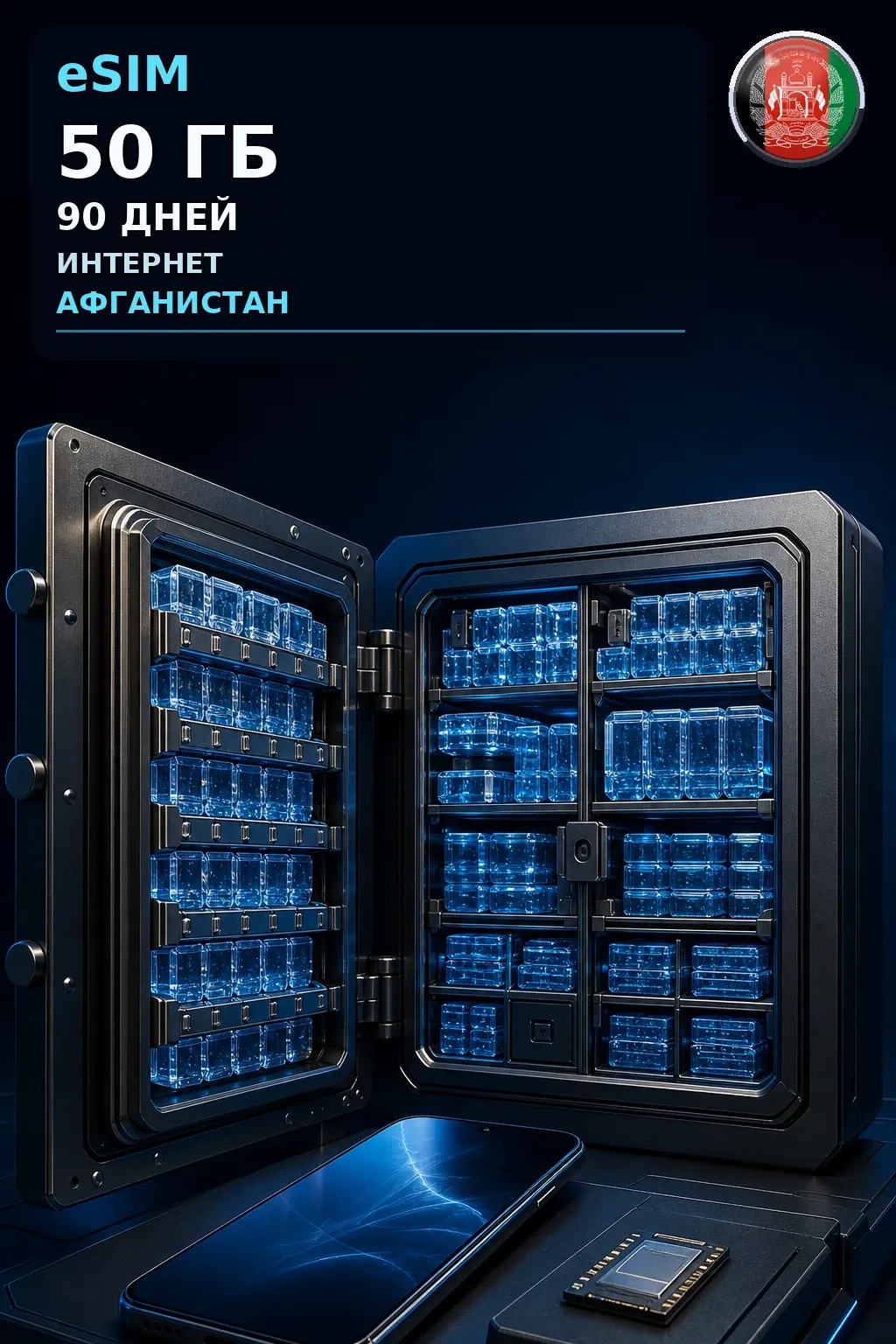 eSIM Афганистан — 50 ГБ, 90 дней — интернет