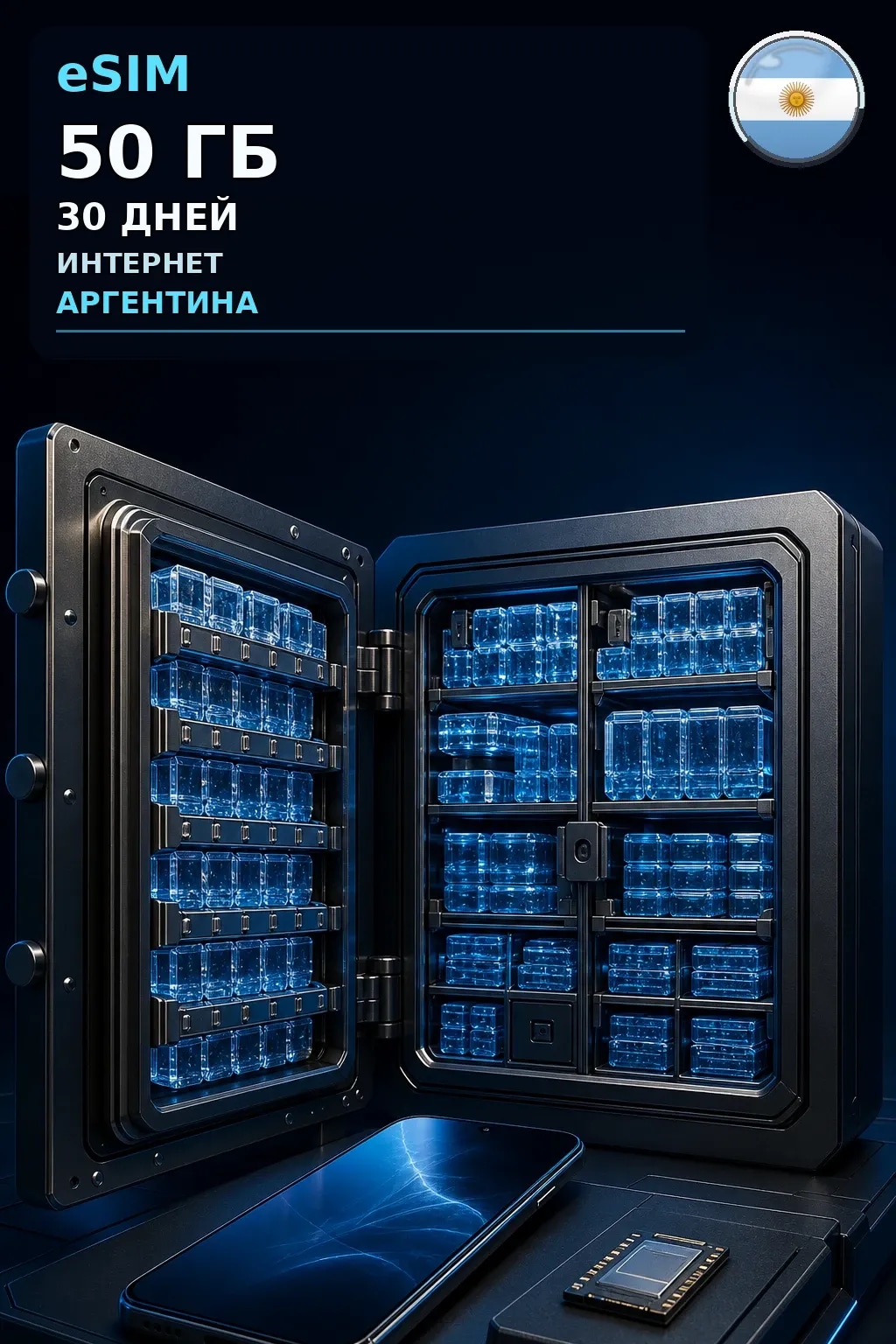 eSIM Аргентина — 50 ГБ, 30 дней — интернет
