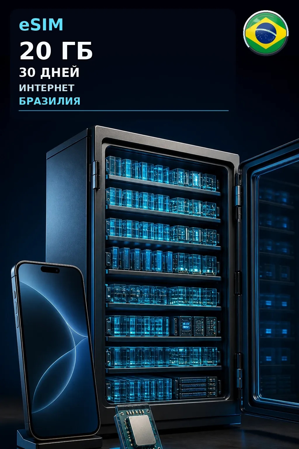 eSIM Бразилия — 20 ГБ, 30 дней — интернет
