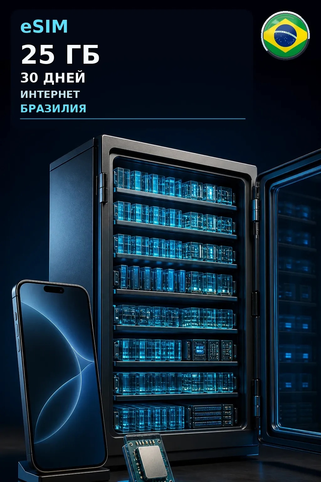 eSIM Бразилия — 25 ГБ, 30 дней — интернет