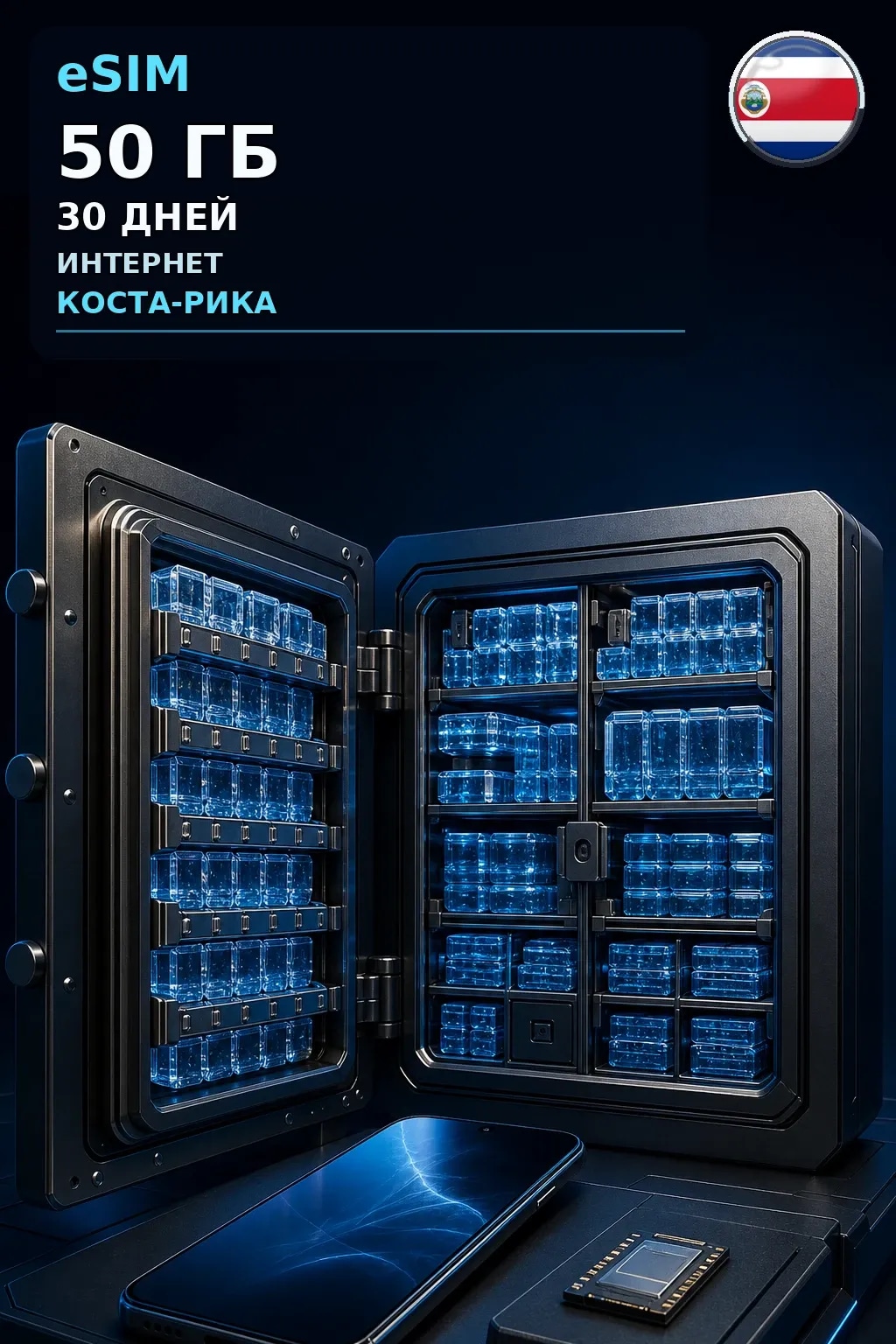 eSIM Коста-Рика — 50 ГБ, 30 дней — интернет