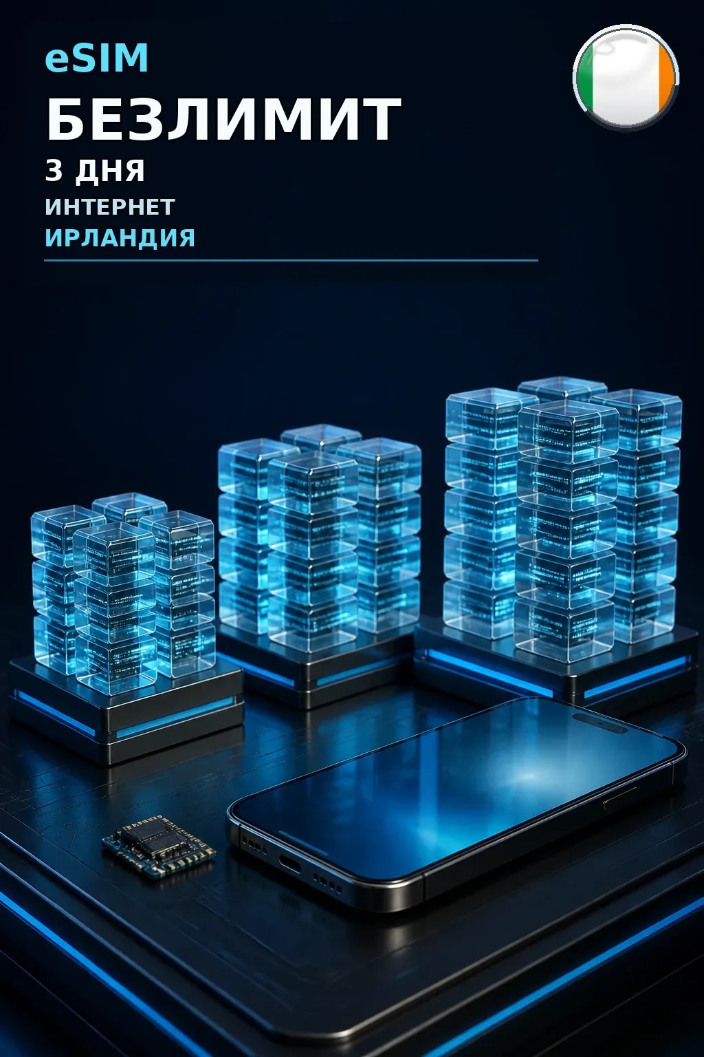 eSIM Ирландия — БЕЗЛИМИТ, 3 дня — интернет