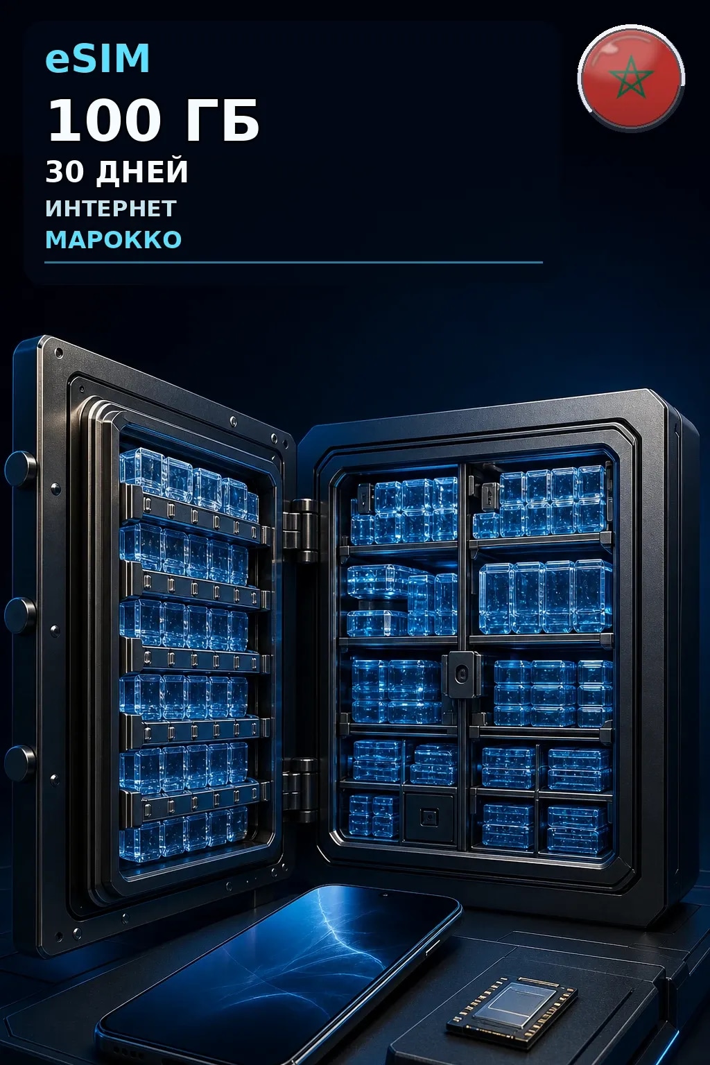 eSIM Марокко — 100 ГБ, 30 дней — интернет