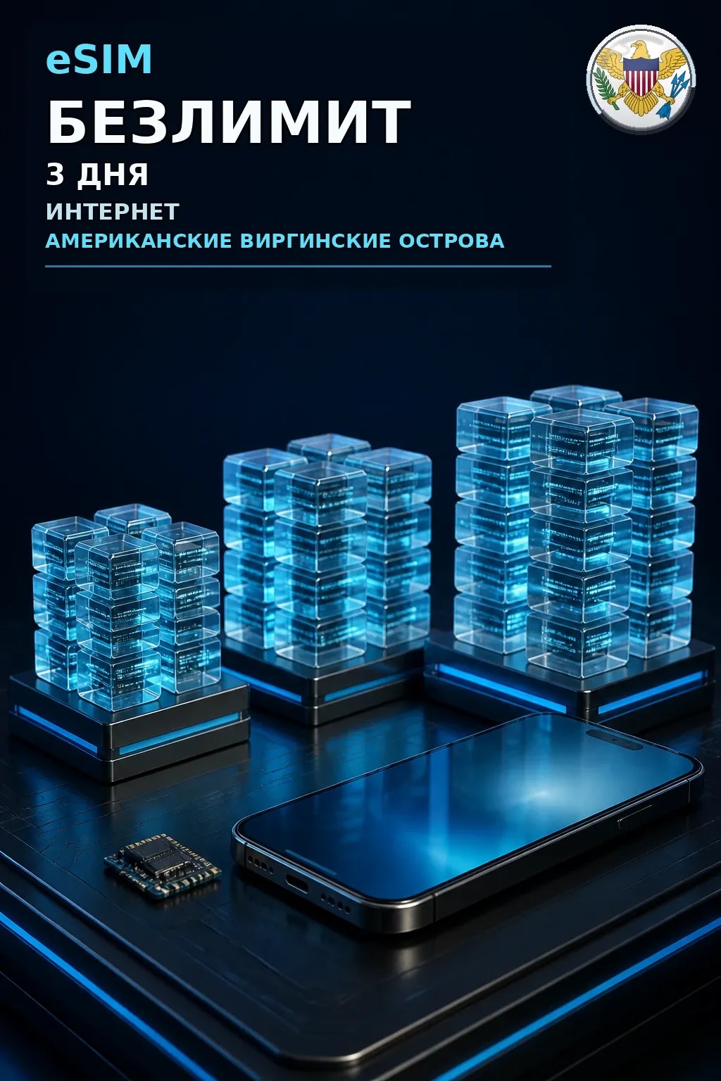 eSIM Американские Виргинские Острова — БЕЗЛИМИТ, 3 дня — интернет