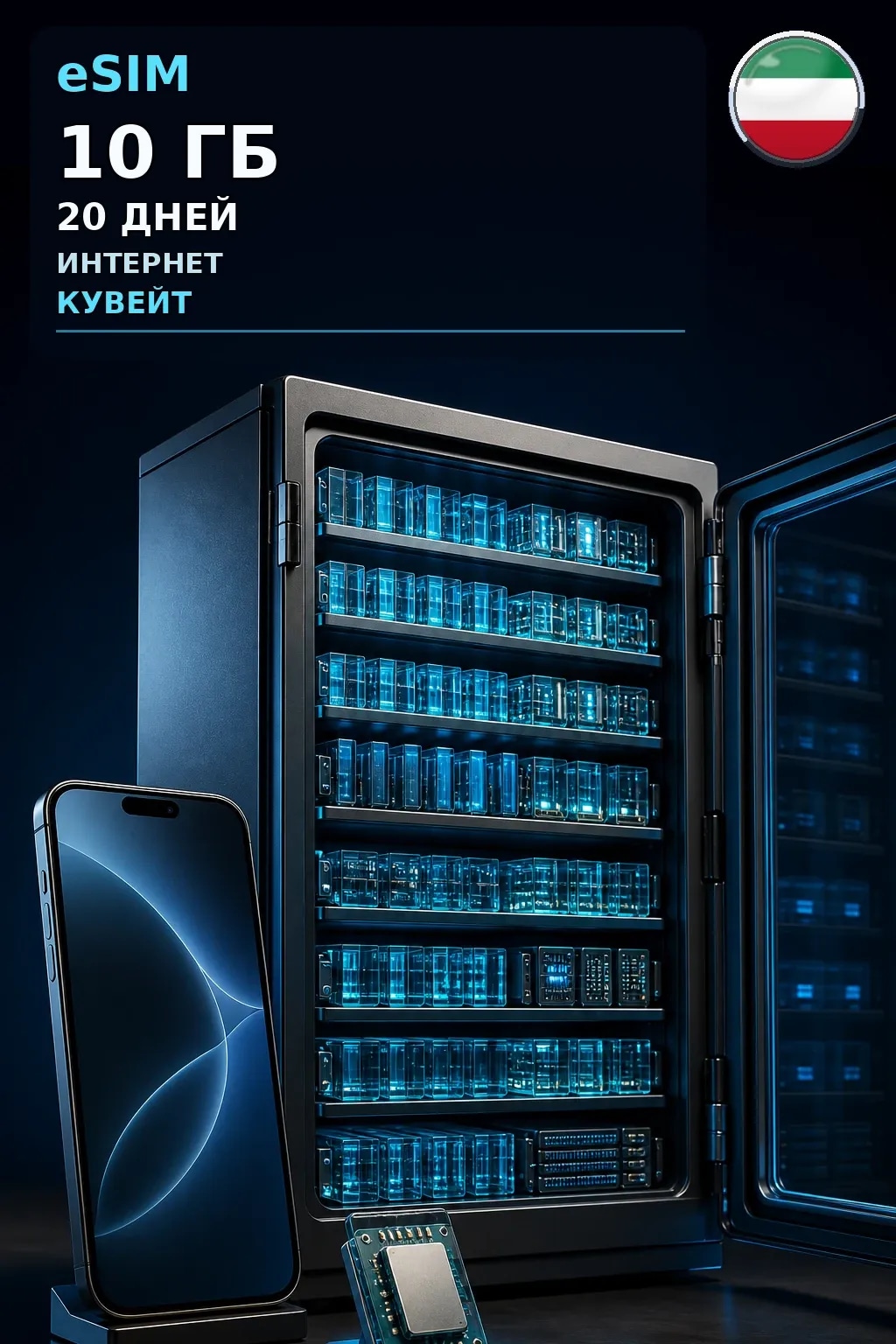 eSIM Кувейт — 10 ГБ, 20 дней — интернет