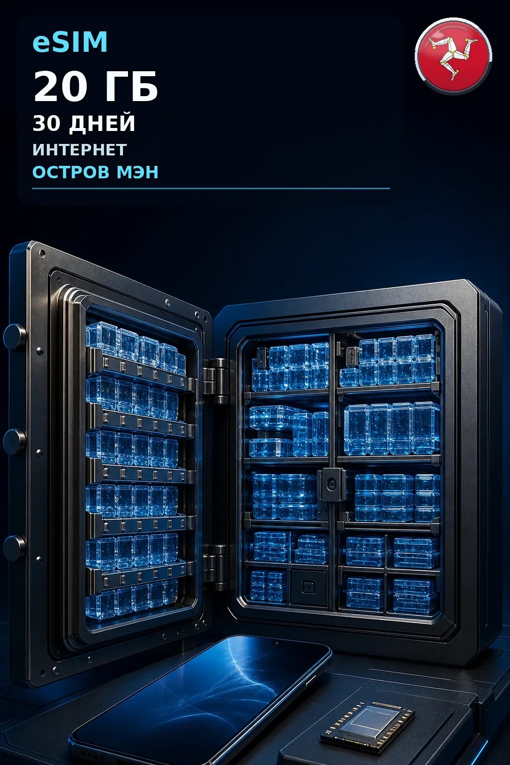 eSIM Остров Мэн — 20 ГБ, 30 дней — интернет