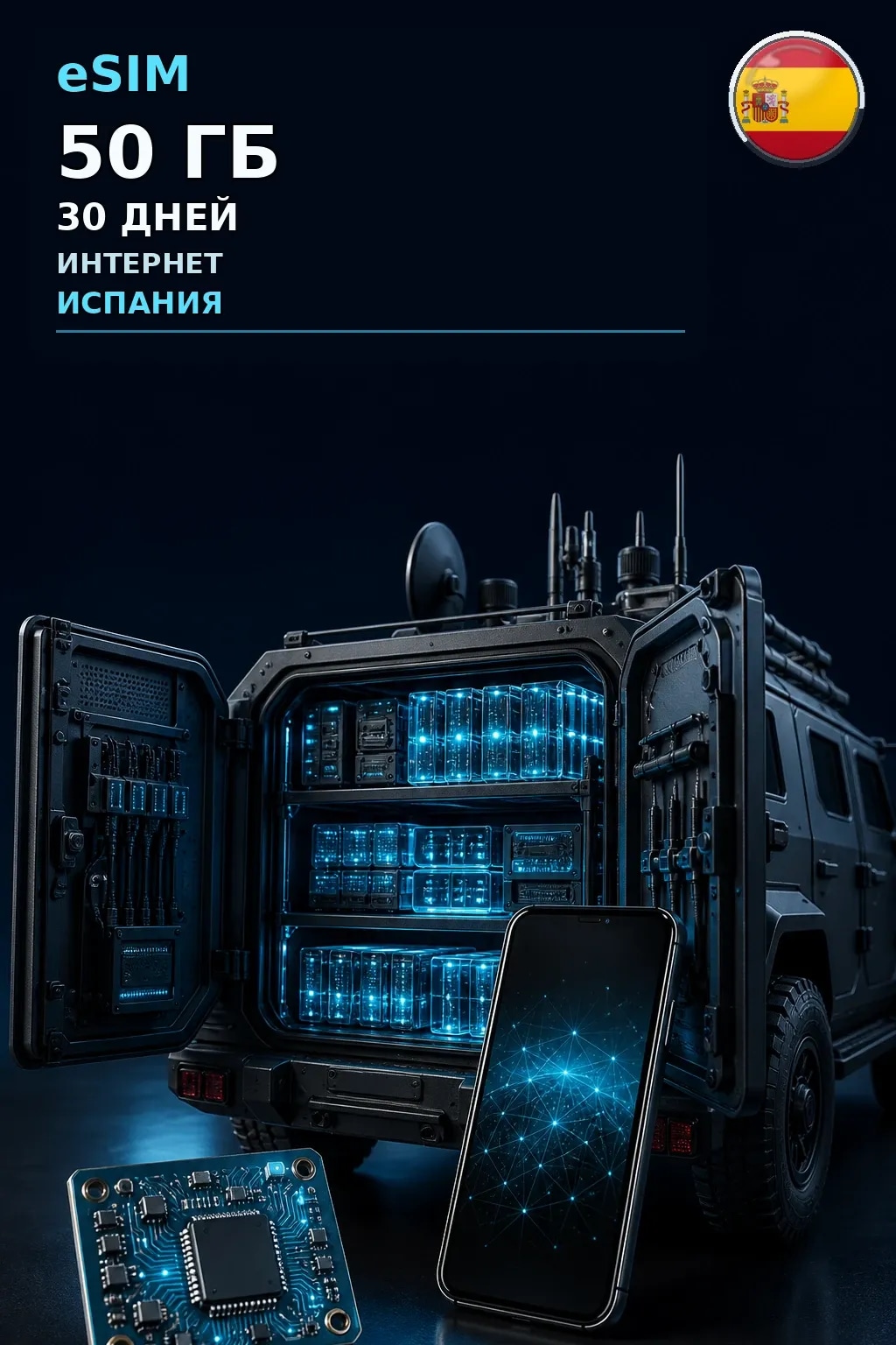eSIM Испания — 50 ГБ, 30 дней — интернет