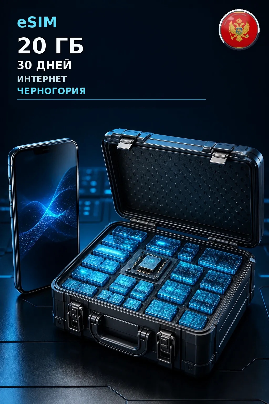 eSIM Черногория — 20 ГБ, 30 дней — интернет