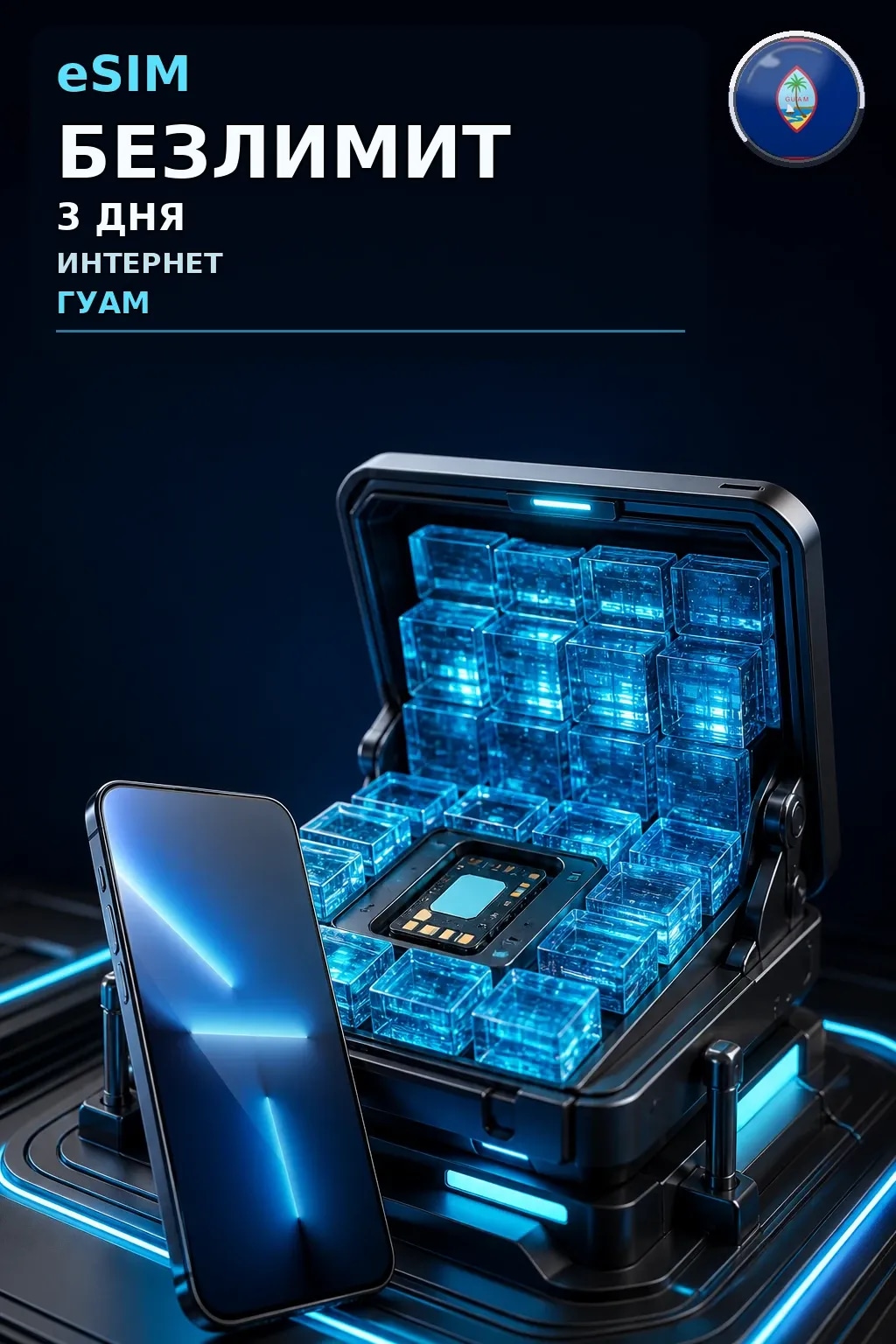 eSIM Гуам — БЕЗЛИМИТ, 3 дня — интернет