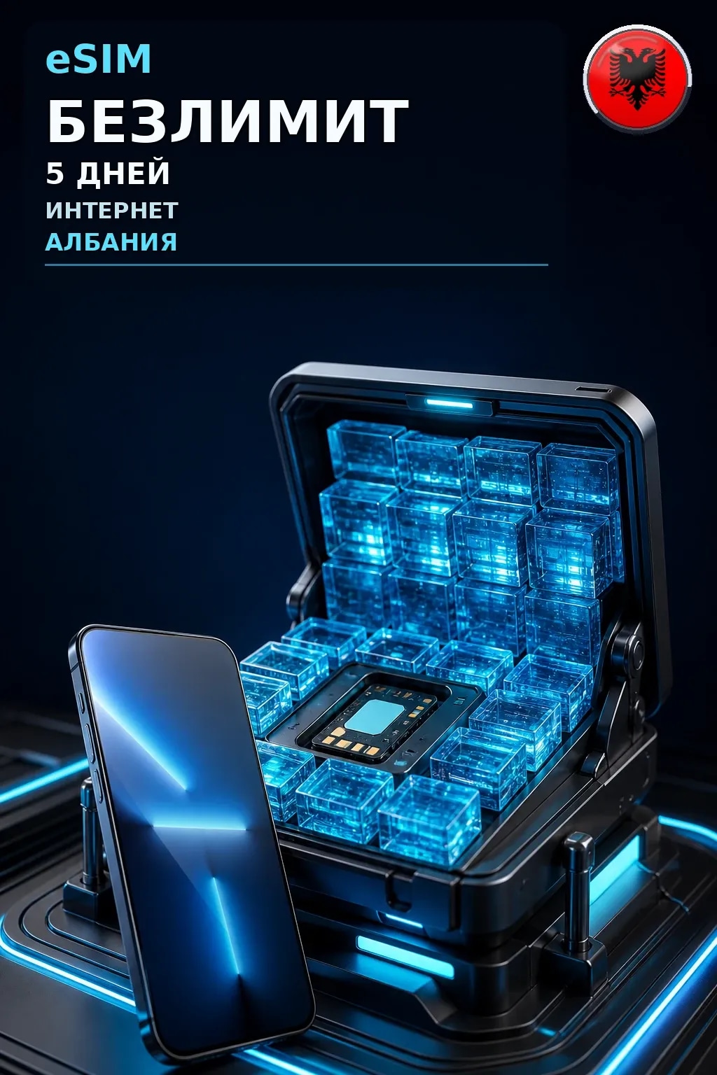 eSIM Албания — БЕЗЛИМИТ, 5 дней — интернет