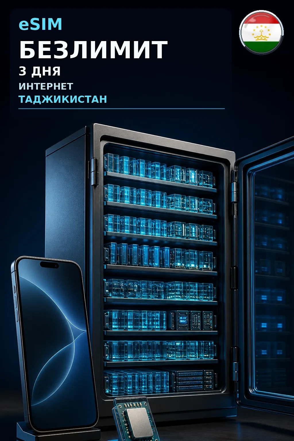eSIM Таджикистан — БЕЗЛИМИТ, 3 дня — интернет