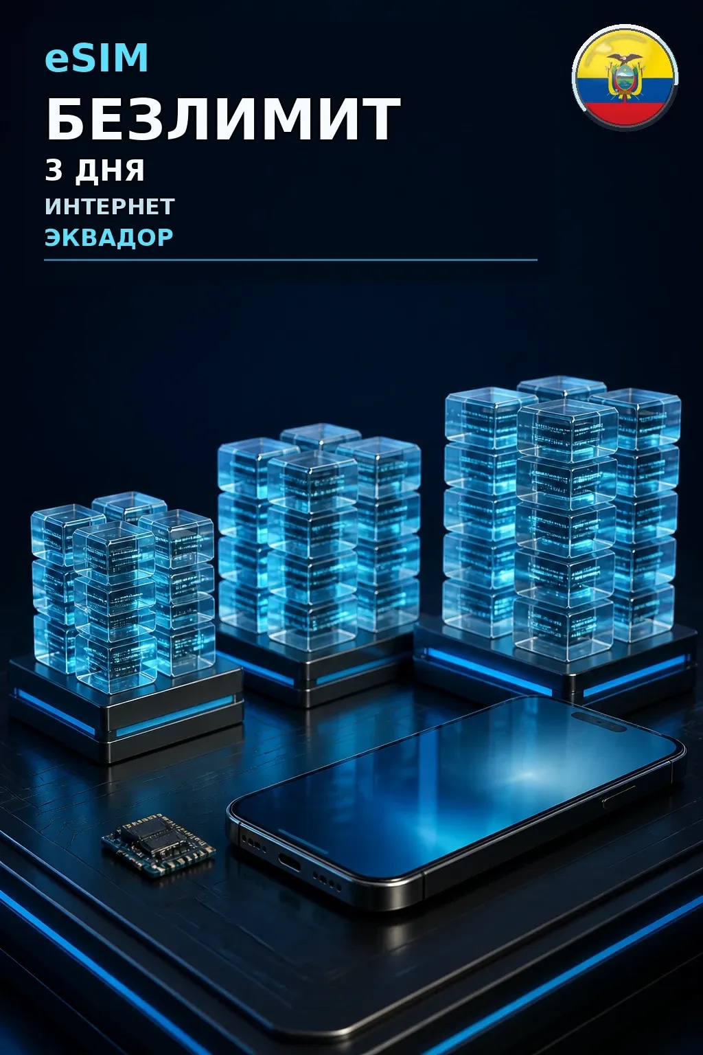 eSIM Эквадор — БЕЗЛИМИТ, 3 дня — интернет