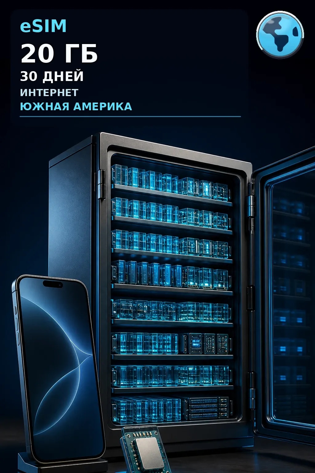 eSIM Южная Америка — 20 ГБ, 30 дней — интернет