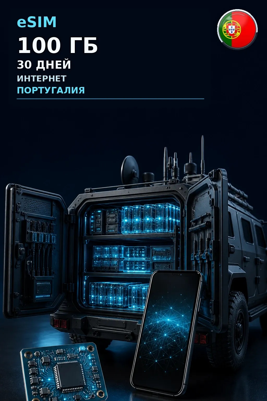 eSIM Португалия — 100 ГБ, 30 дней — интернет