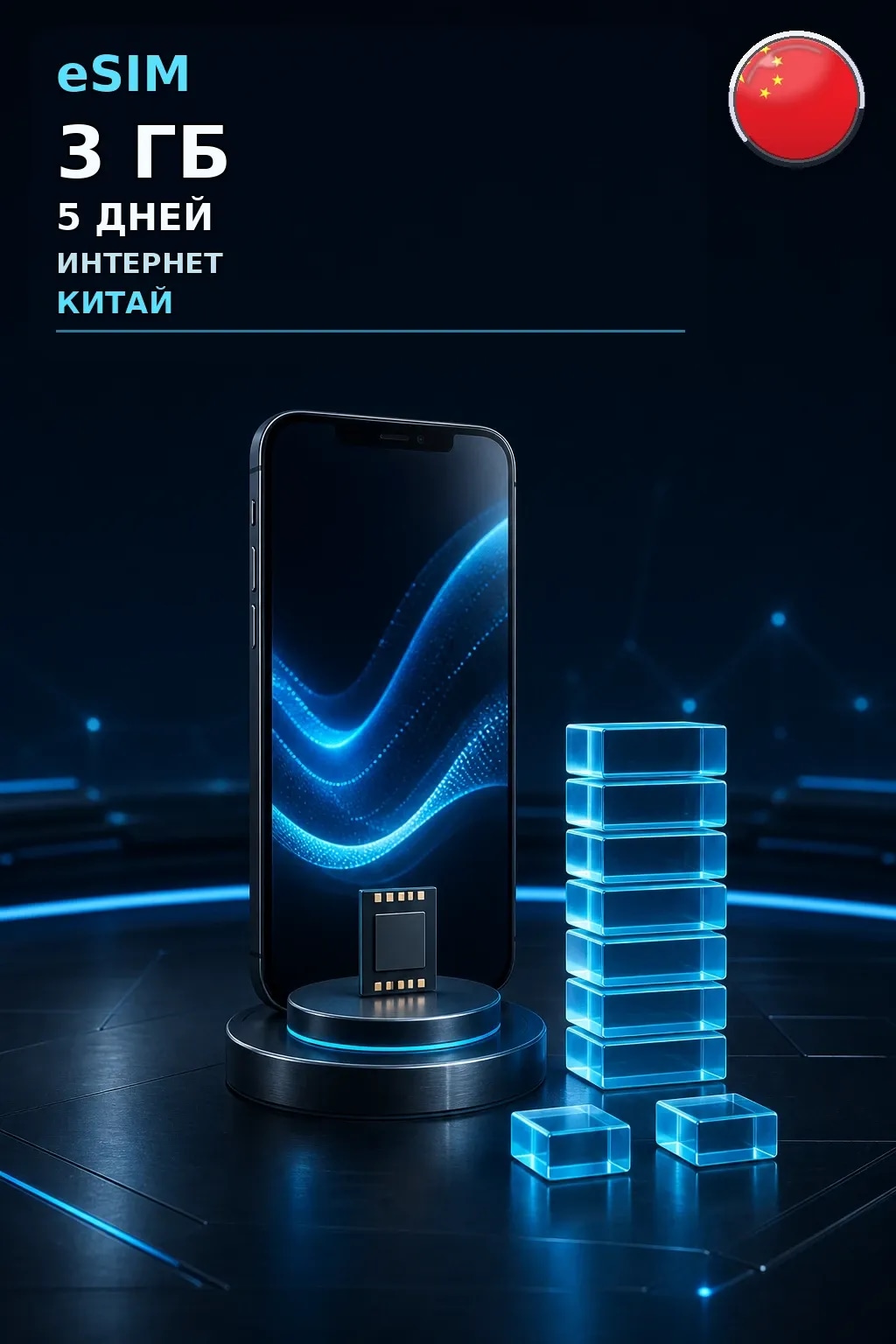 eSIM Китай — 3 ГБ, 5 дней — интернет