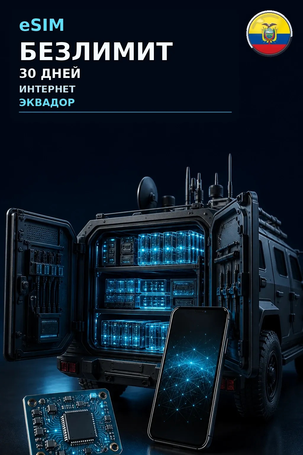 eSIM Эквадор — БЕЗЛИМИТ, 30 дней — интернет