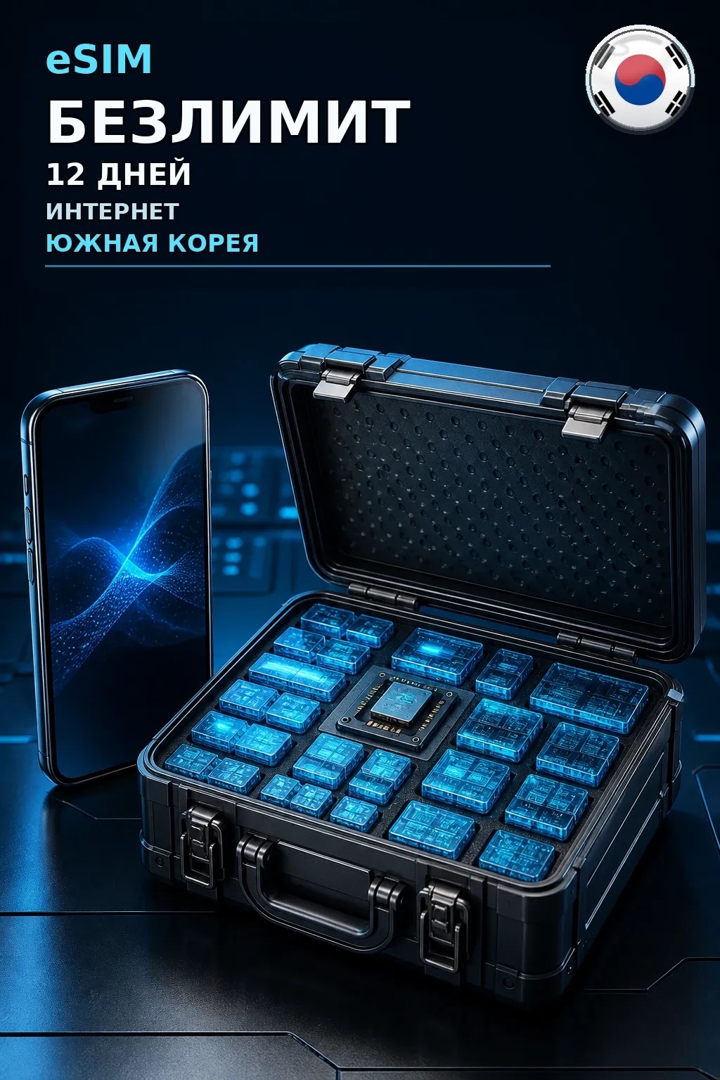 eSIM Южная Корея — БЕЗЛИМИТ, 12 дней — интернет