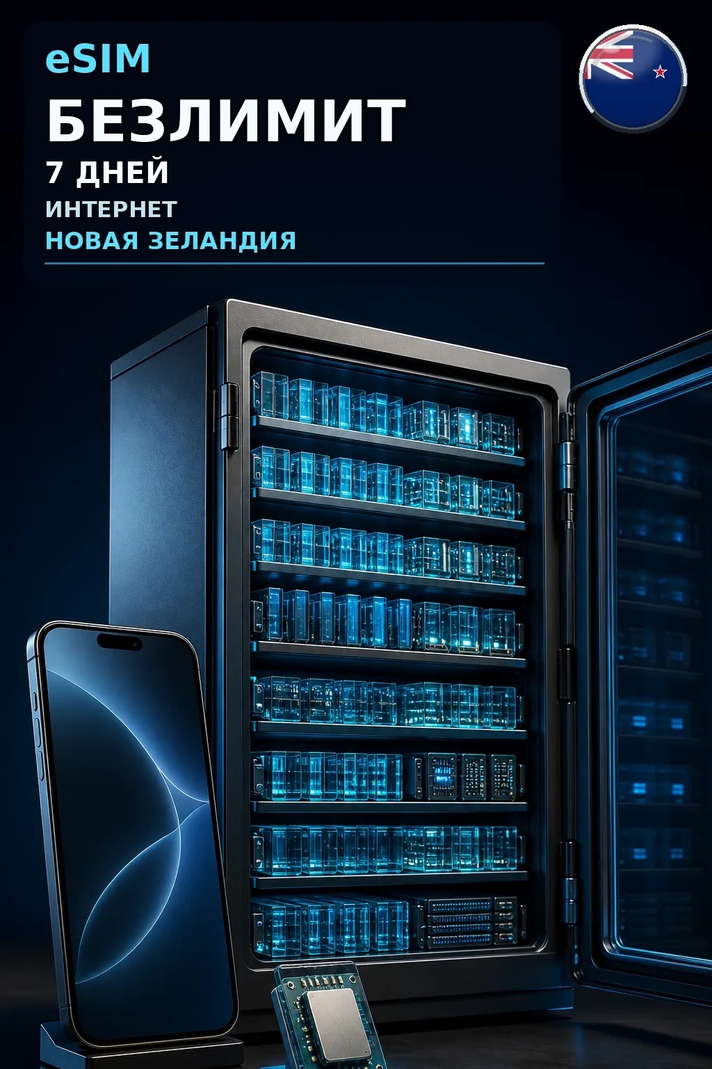 eSIM Новая Зеландия — БЕЗЛИМИТ, 7 дней — интернет