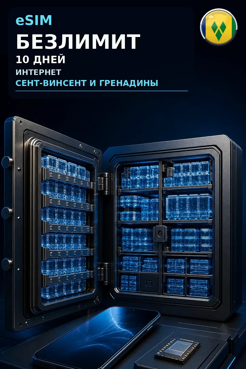 eSIM Сент-Винсент и Гренадины — БЕЗЛИМИТ, 10 дней — интернет