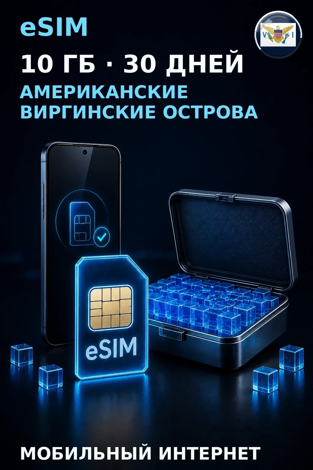 eSIM Американские Виргинские Острова — 10 ГБ, 30 дней — интернет
