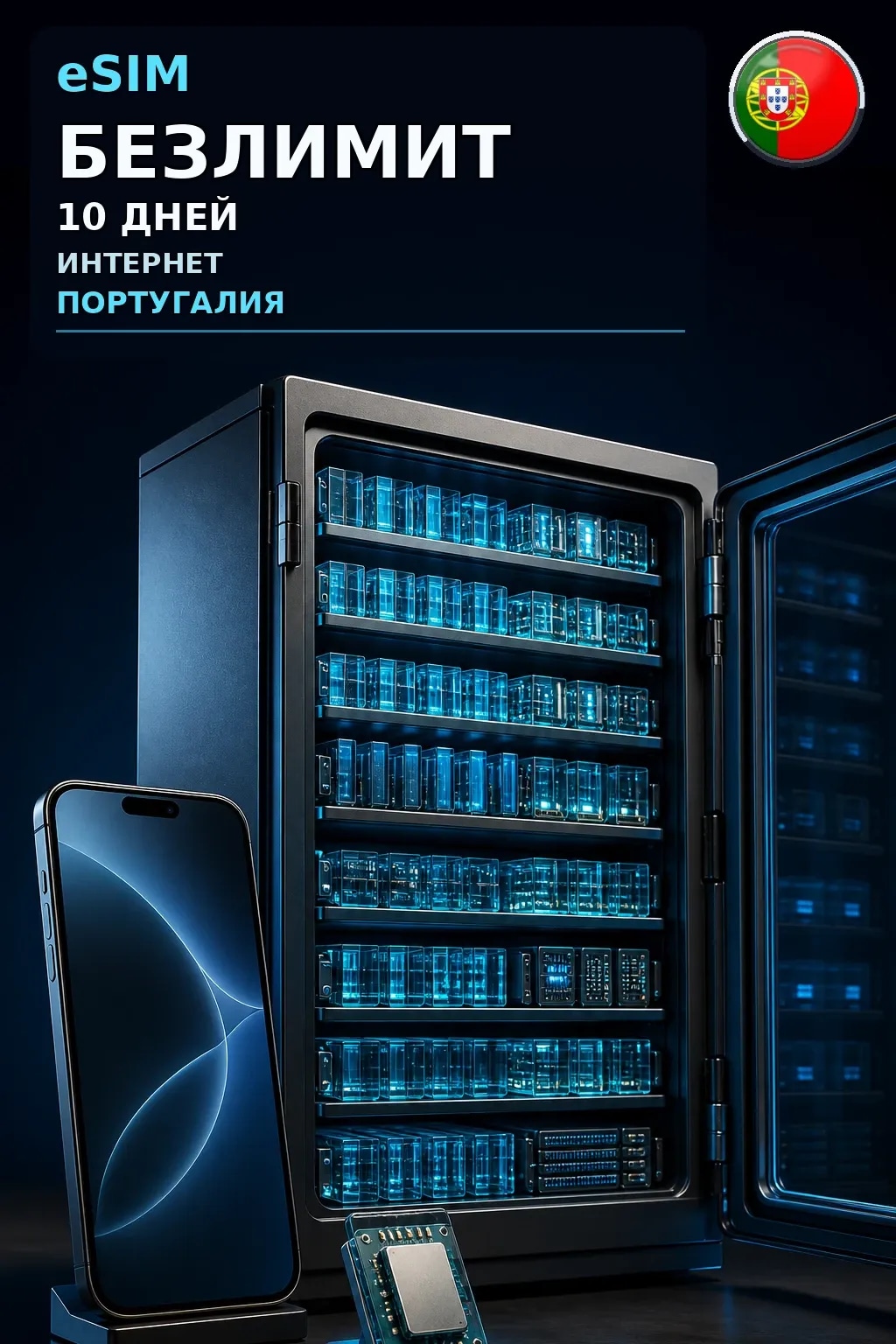 eSIM Португалия — БЕЗЛИМИТ, 10 дней — интернет
