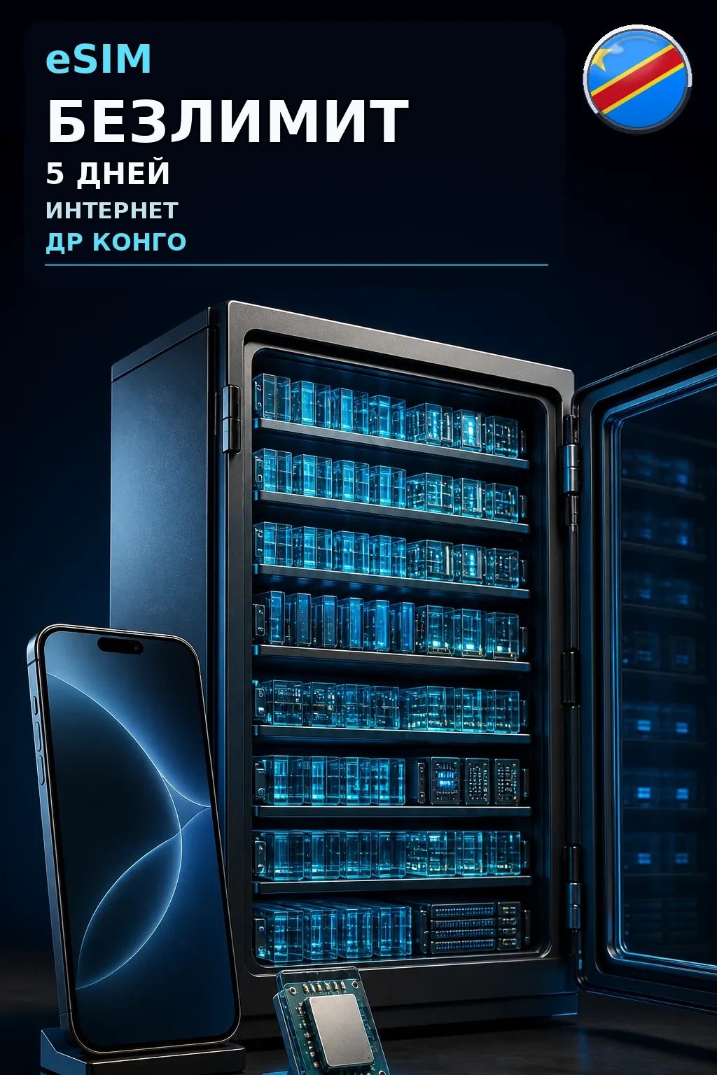 eSIM Др Конго — БЕЗЛИМИТ, 5 дней — интернет