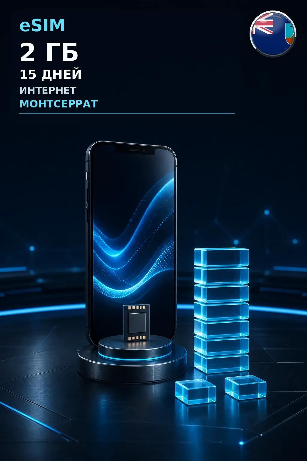 eSIM Монтсеррат — 2 ГБ, 15 дней — интернет