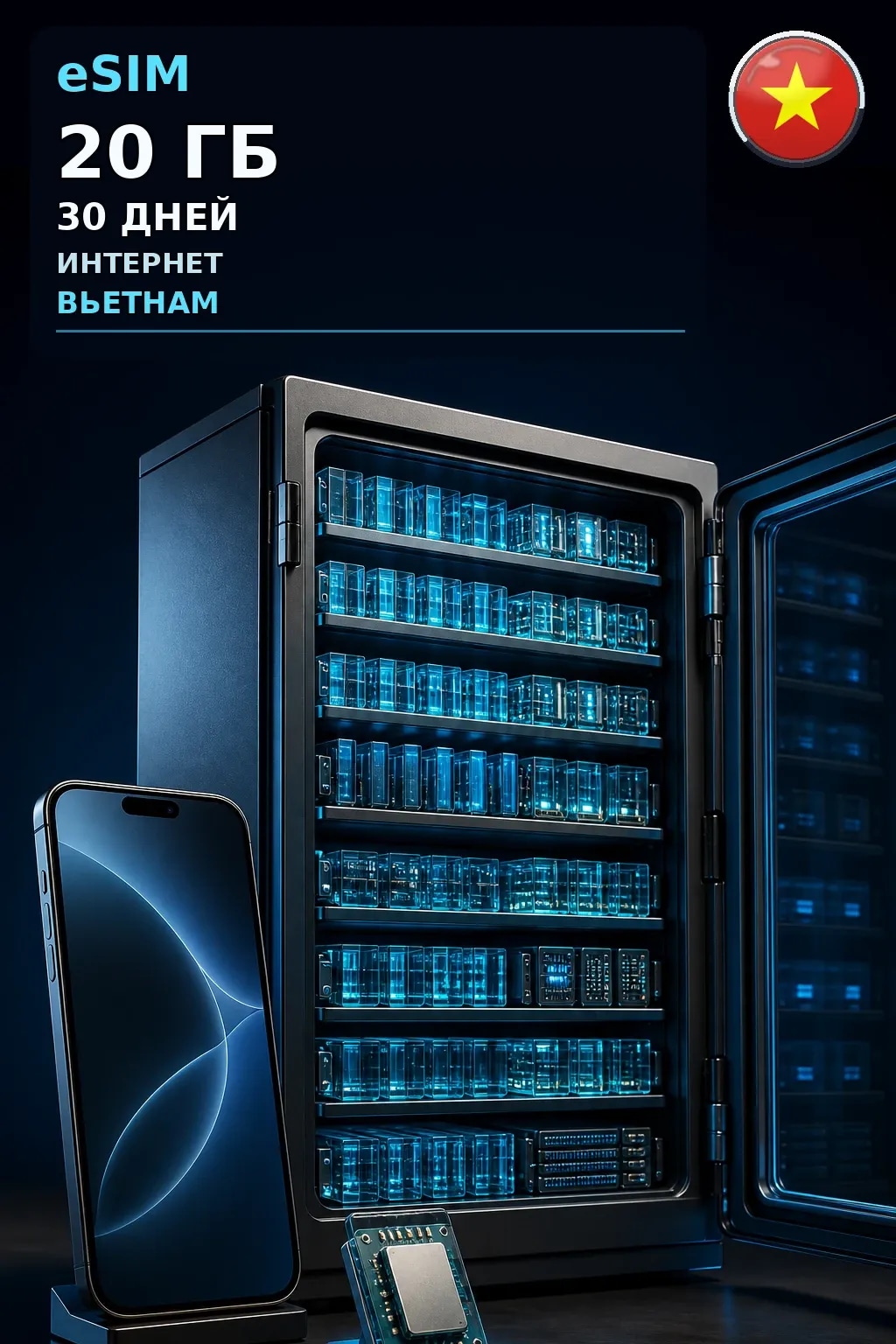 eSIM Вьетнам — 20 ГБ, 30 дней — интернет