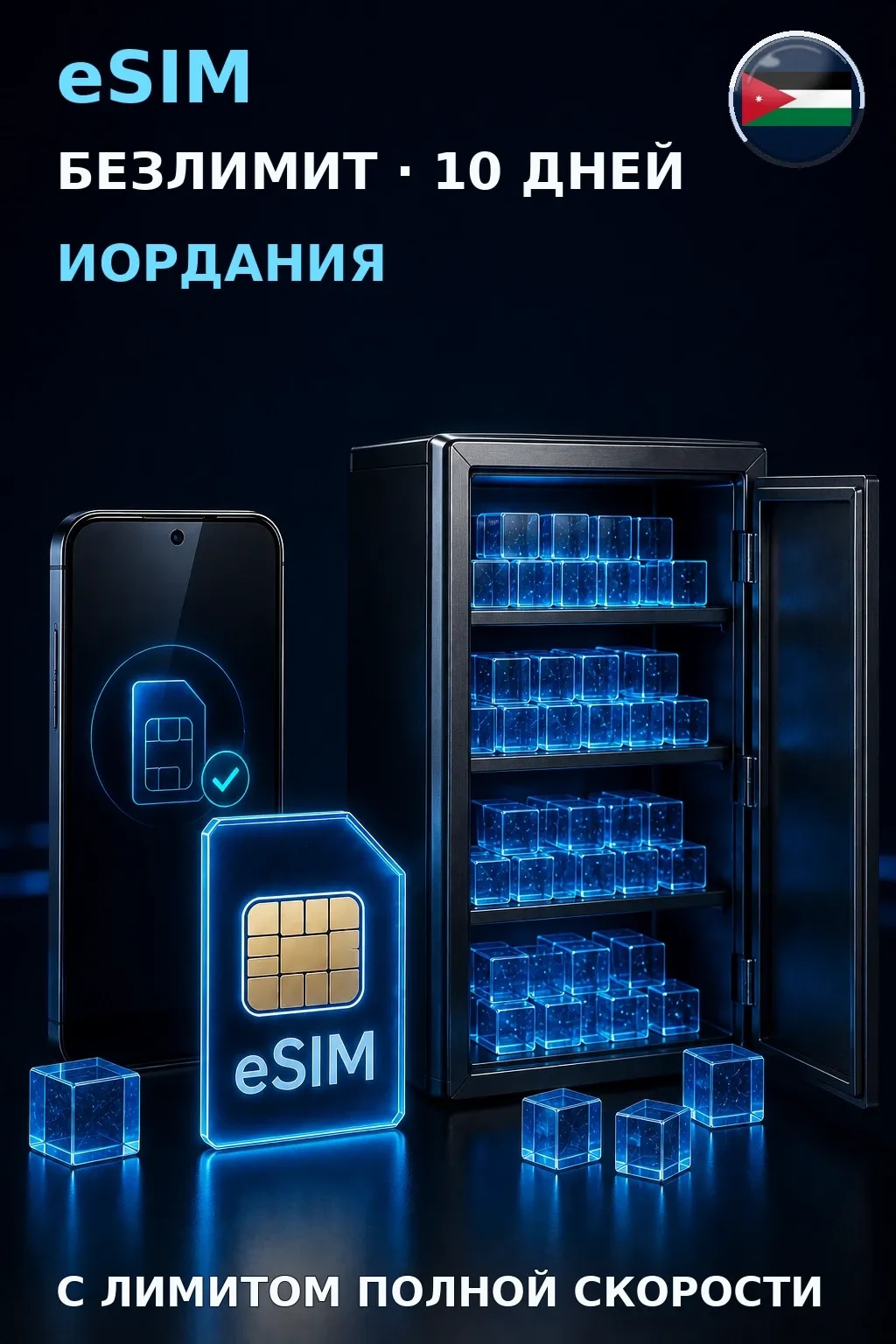 eSIM Иордания — БЕЗЛИМИТ, 10 дней — интернет
