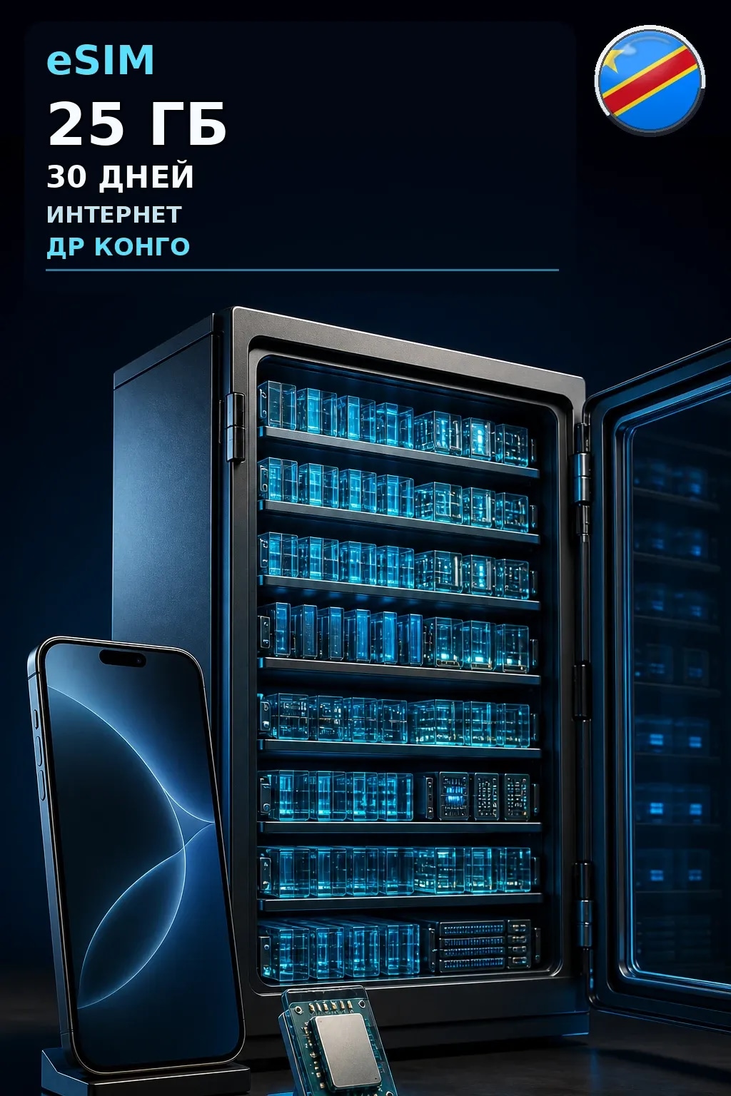 eSIM Др Конго — 25 ГБ, 30 дней — интернет