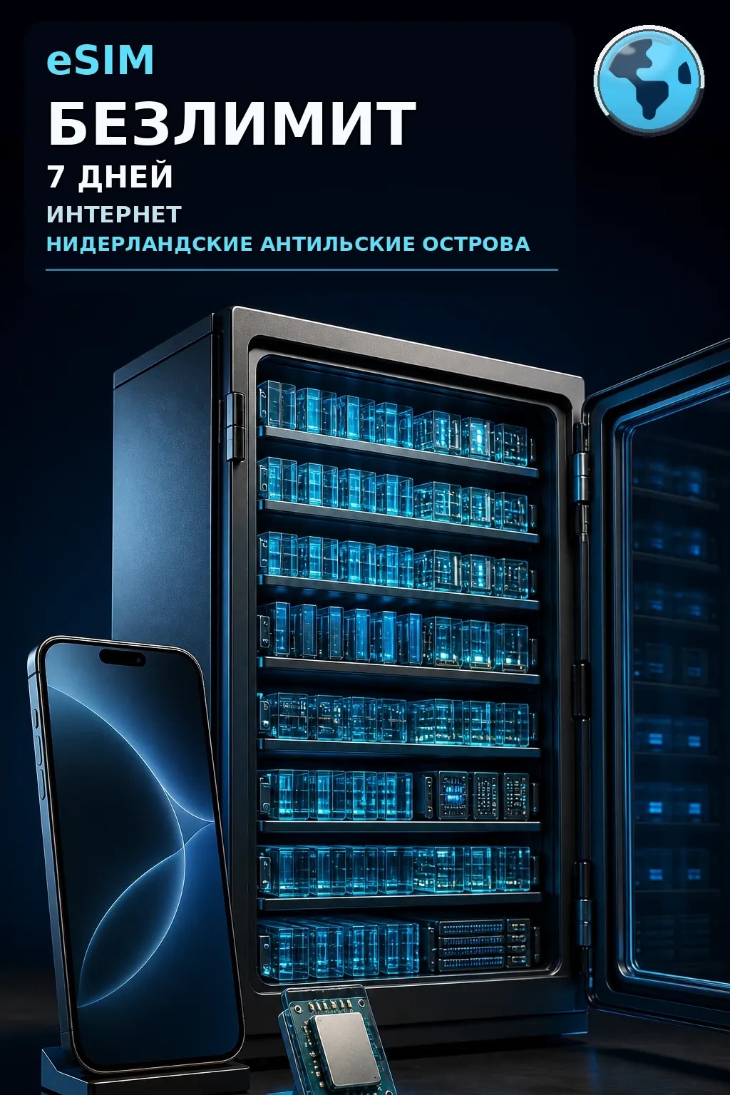 eSIM Нидерландские Антилы — БЕЗЛИМИТ, 7 дней — интернет